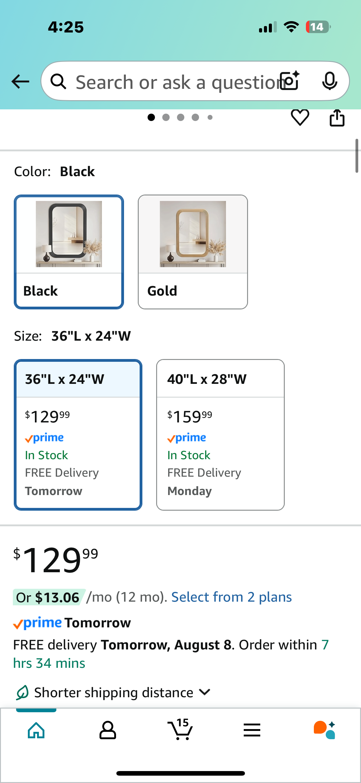 36"x24" Farmhouse Wall Mounted Decorative Mirror with Tempered Glass and Natural Wooden Frame, Vanity Mirror for Bedroom, Living Room, Entryway, Black Rounded (M373)