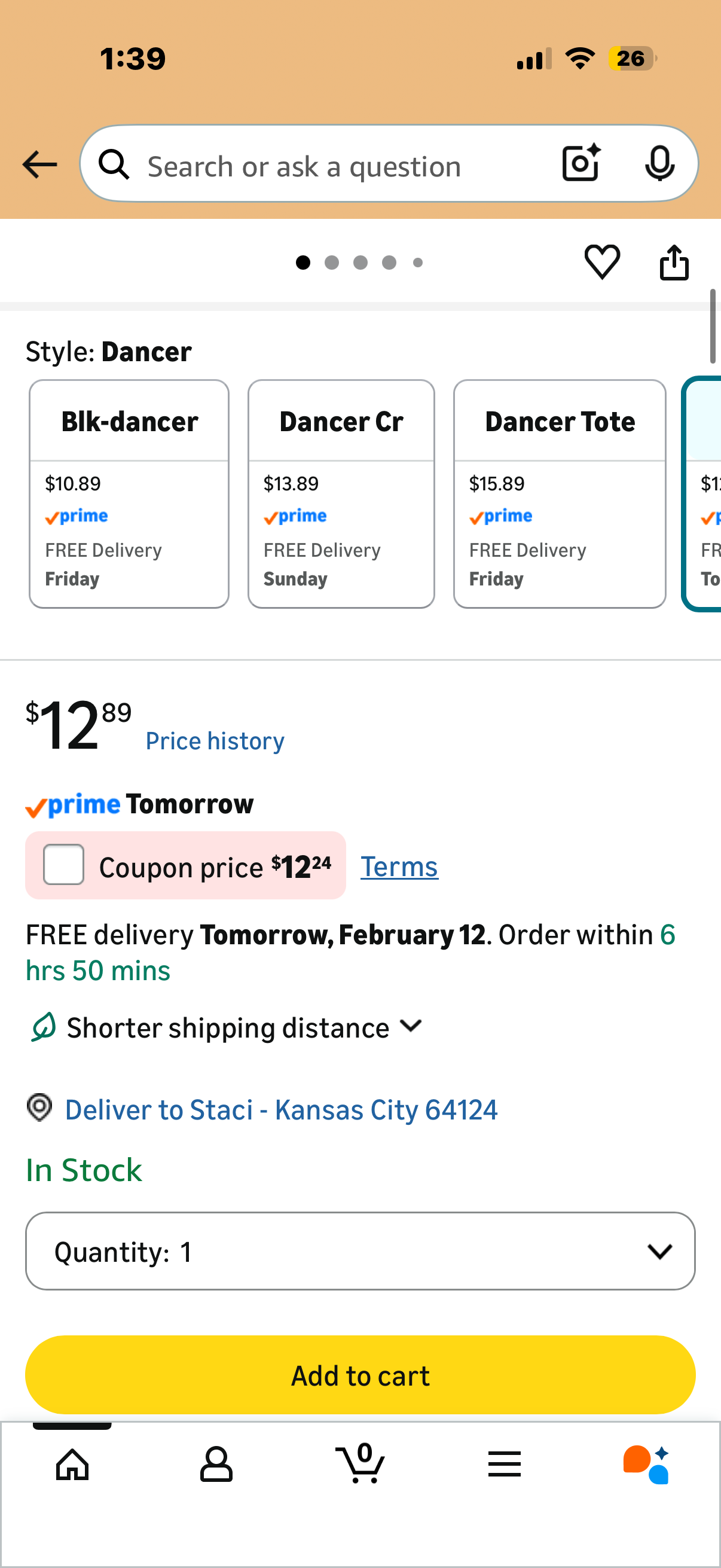 Canvas Zippered Cosmetic Bag for Dancers