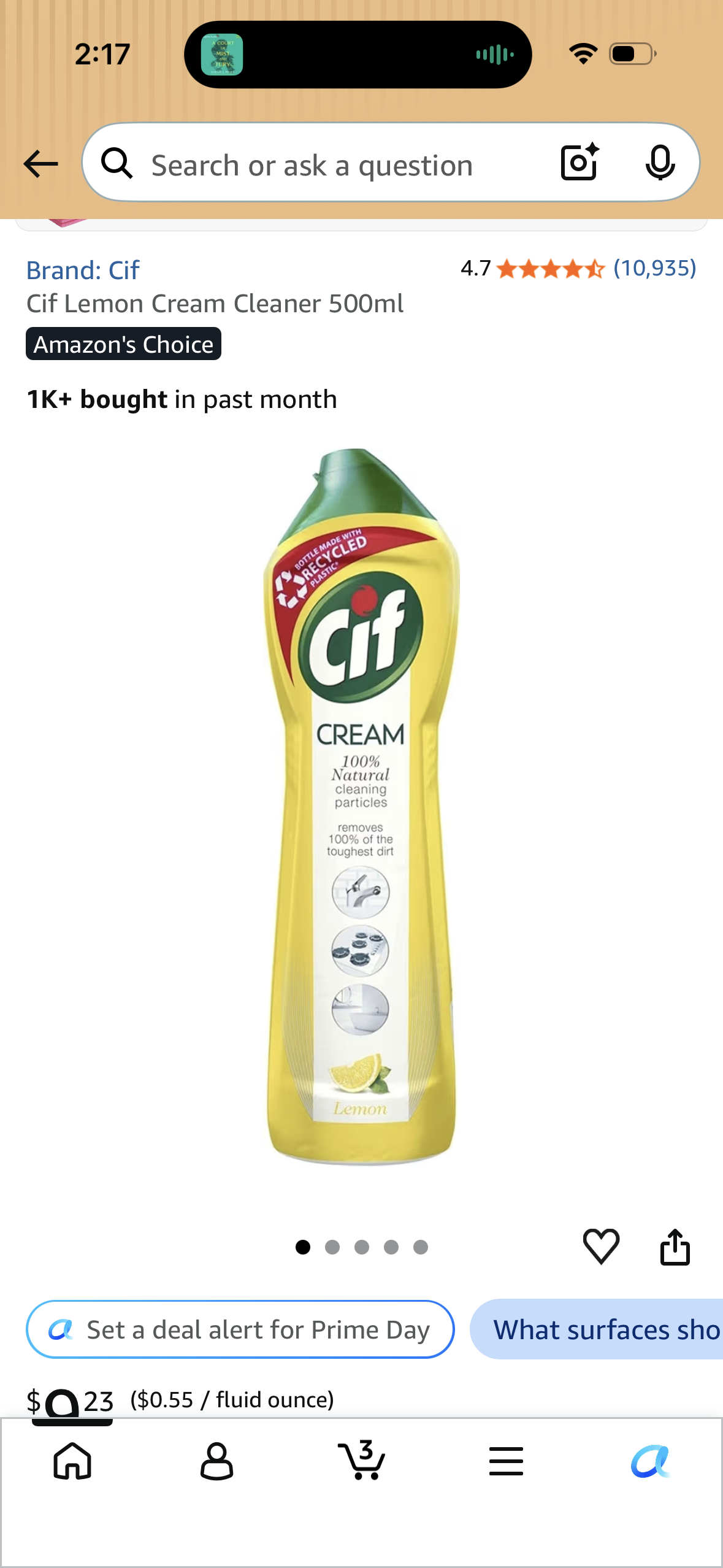 Cif Lemon Cream Cleaner 500ml