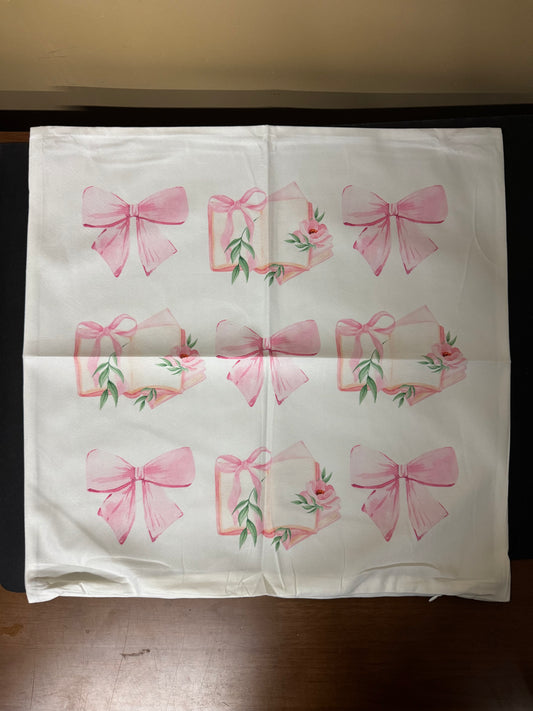 ‼️2 for $3‼️ THDSE Pink Bows Coquette Trendy Book Pillow Covers, Preppy Girly Room Decorative Throw Pillow Covers 18x18, Watercolor Pink Room Decor Pillow Cases for Book Lovers Home Bedroom Couch