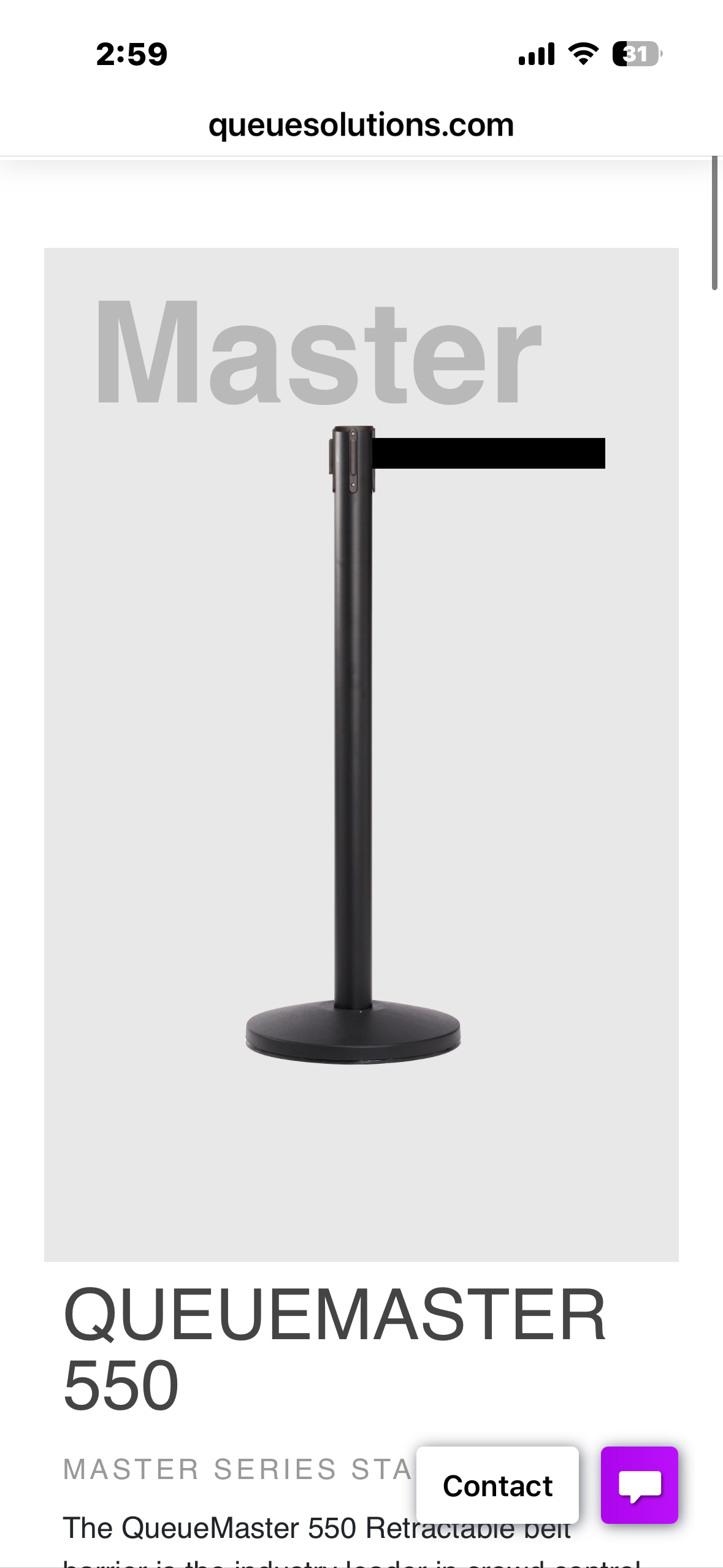 QueueMaster 550 Retractable belt barrier (R920)