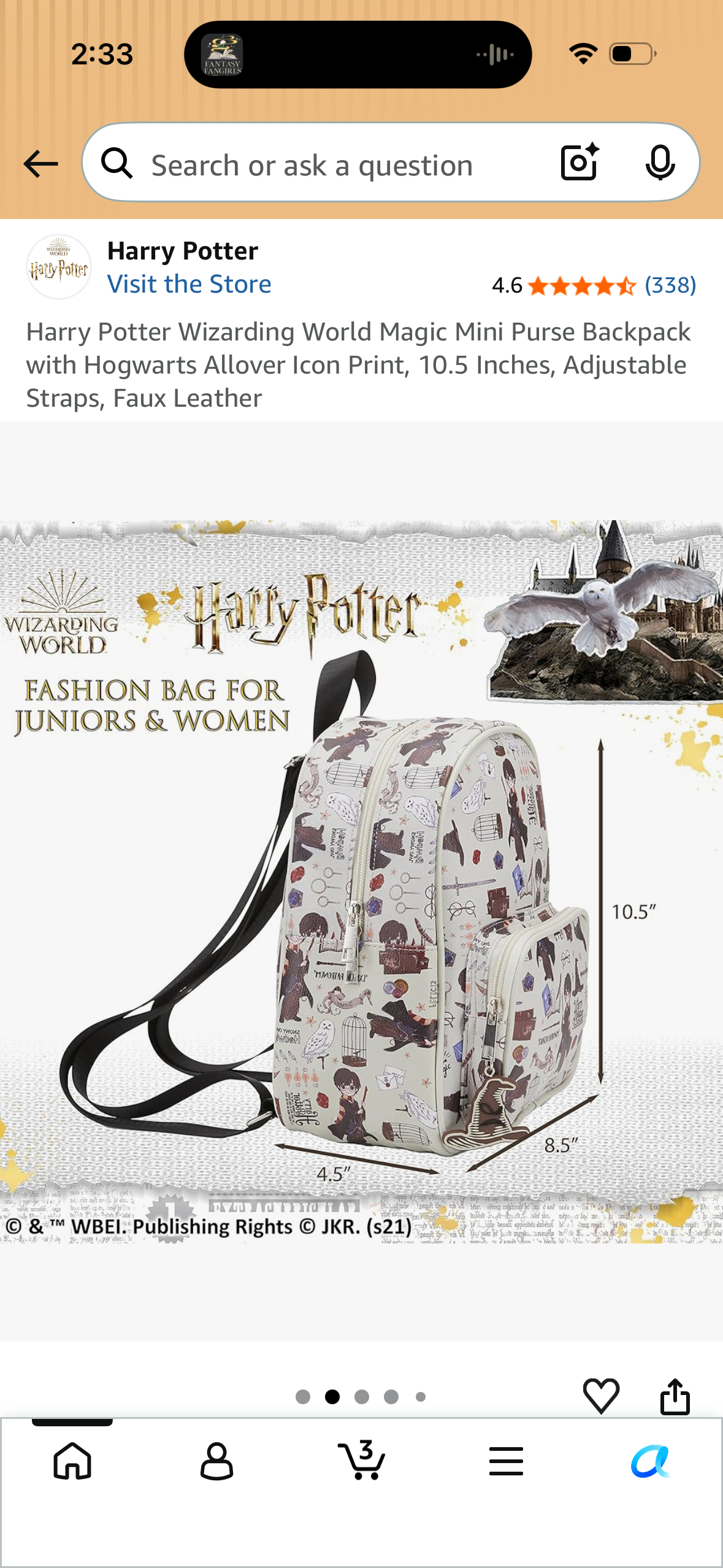 Harry Potter Wizarding World Magic Mini Purse Backpack with Hogwarts Allover Icon Print, 10.5 Inches, Adjustable Straps, Faux Leather