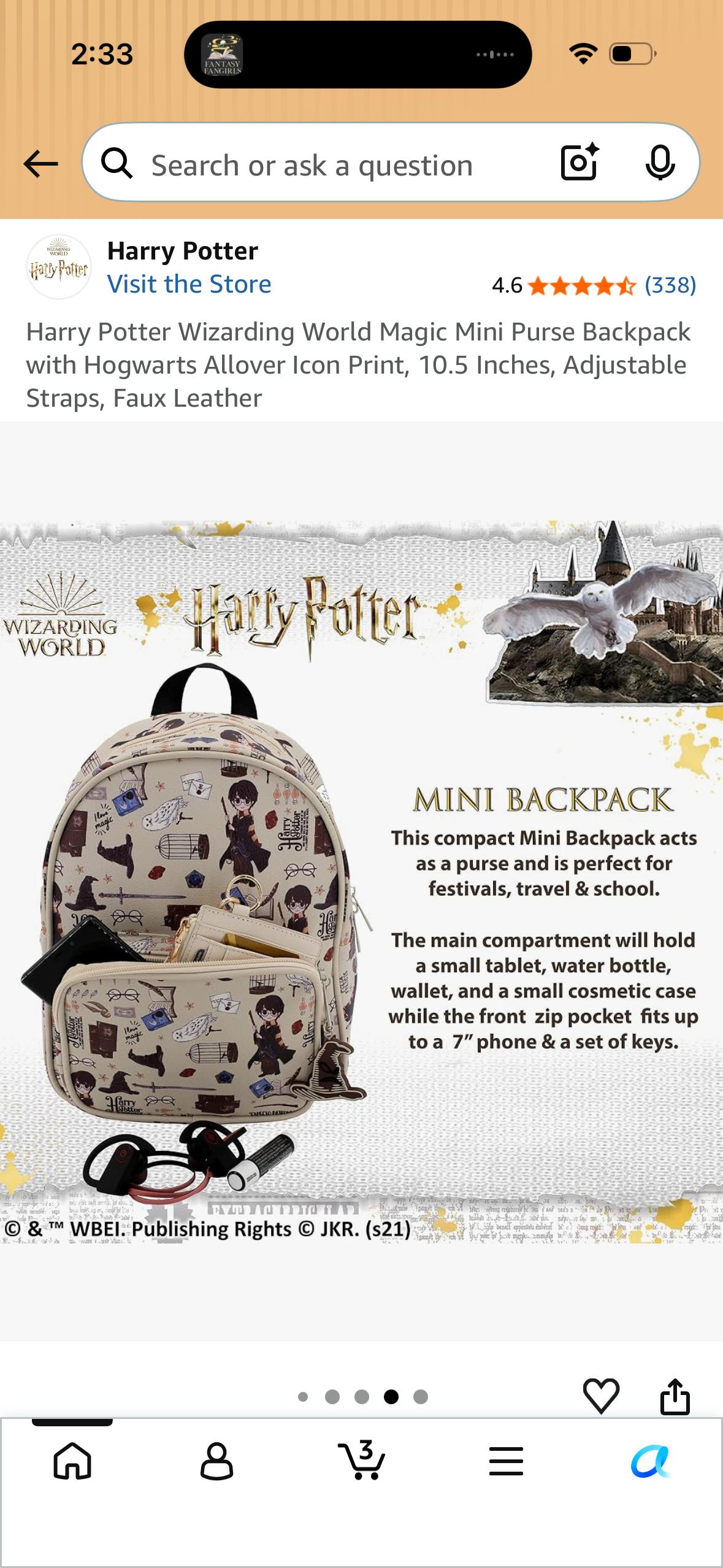 Harry Potter Wizarding World Magic Mini Purse Backpack with Hogwarts Allover Icon Print, 10.5 Inches, Adjustable Straps, Faux Leather