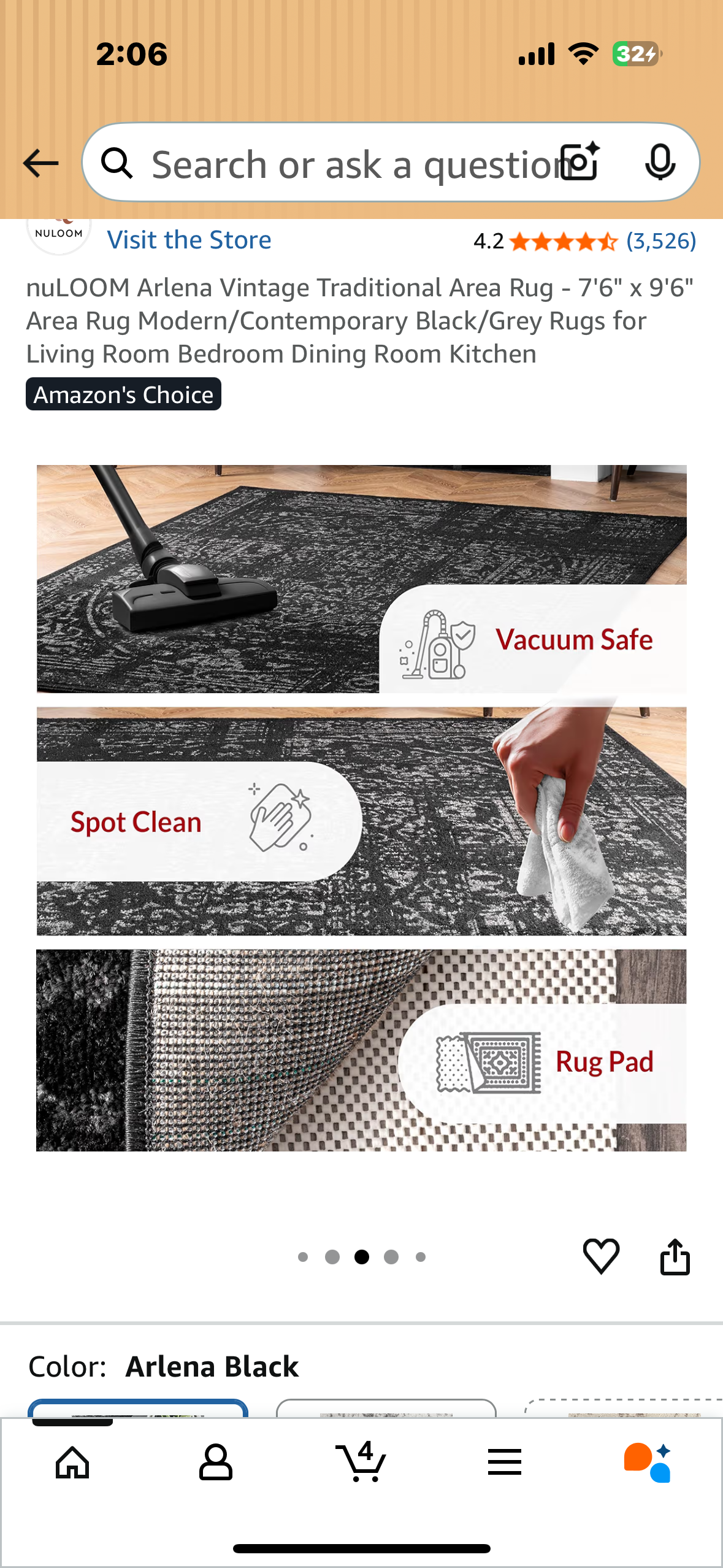 nuLOOM Arlena Vintage Traditional Area Rug - 7'6" x 9'6" Area Rug Modern/Contemporary Black/Grey Rugs for Living Room Bedroom Dining Room Kitchen (L1060)