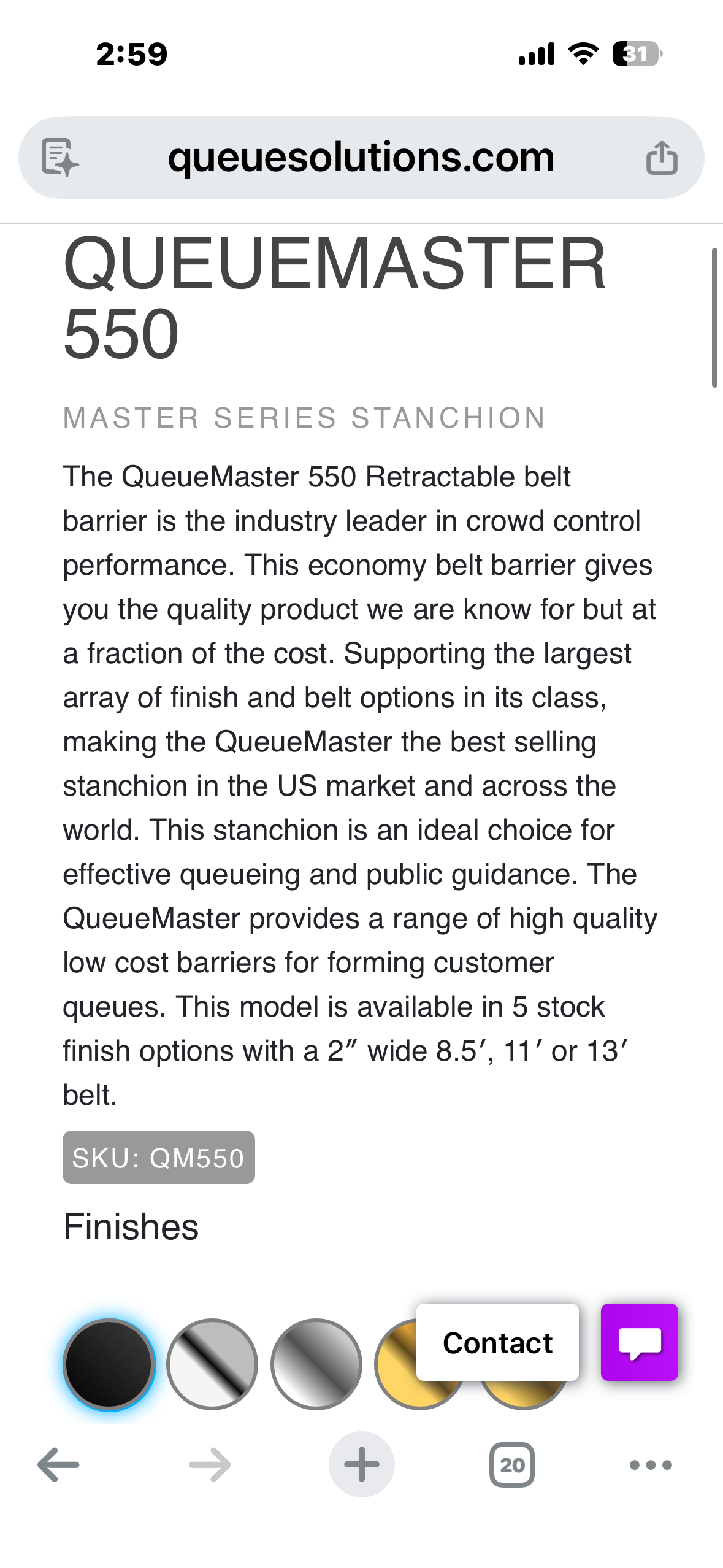 QueueMaster 550 Retractable belt barrier (R920)