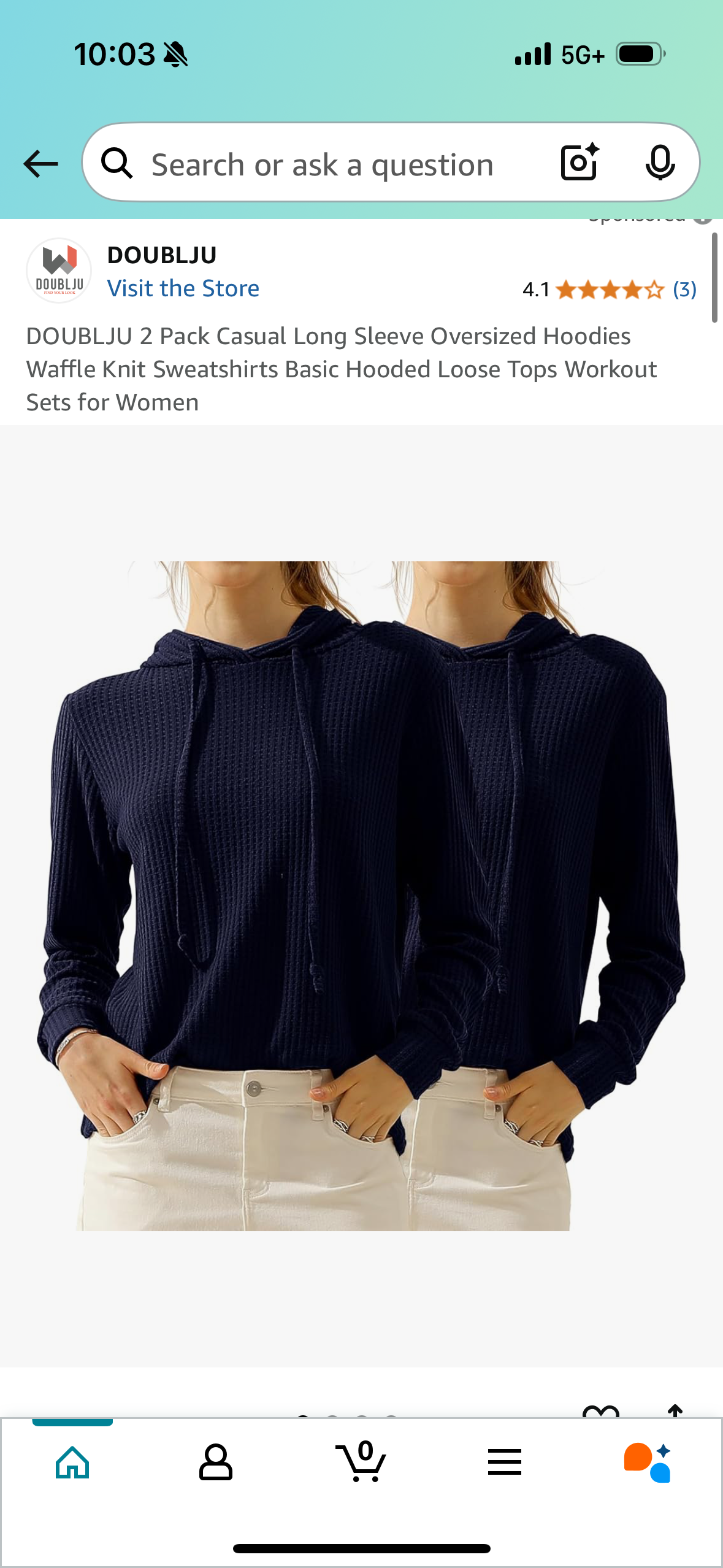 2 Pack Casual Long Sleeve Oversized Waffle Knit Hoodies (Size Medium)