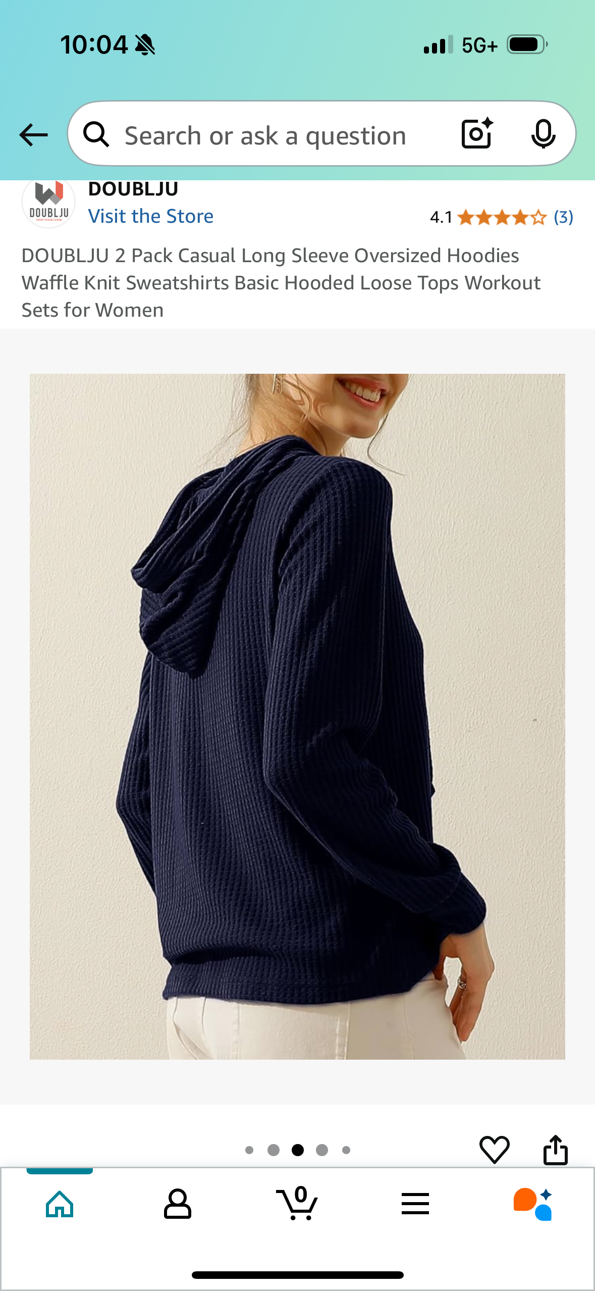 2 Pack Casual Long Sleeve Oversized Waffle Knit Hoodies (Size Medium)