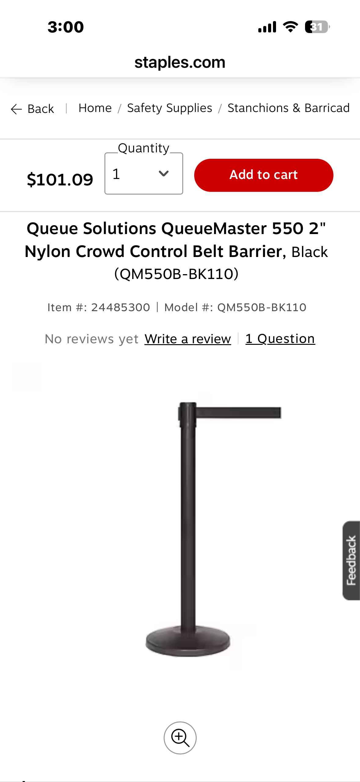 QueueMaster 550 Retractable belt barrier (R920)