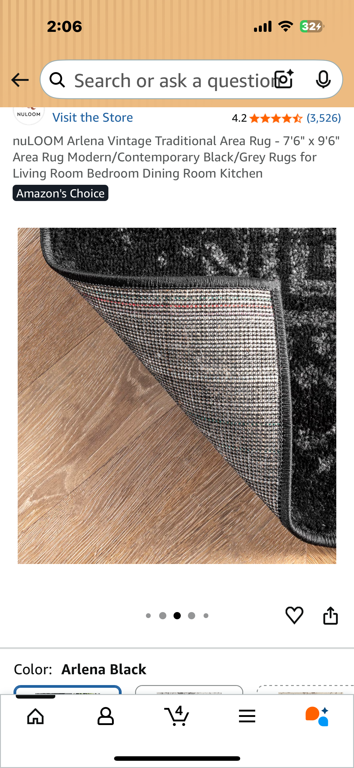 nuLOOM Arlena Vintage Traditional Area Rug - 7'6" x 9'6" Area Rug Modern/Contemporary Black/Grey Rugs for Living Room Bedroom Dining Room Kitchen (L1060)