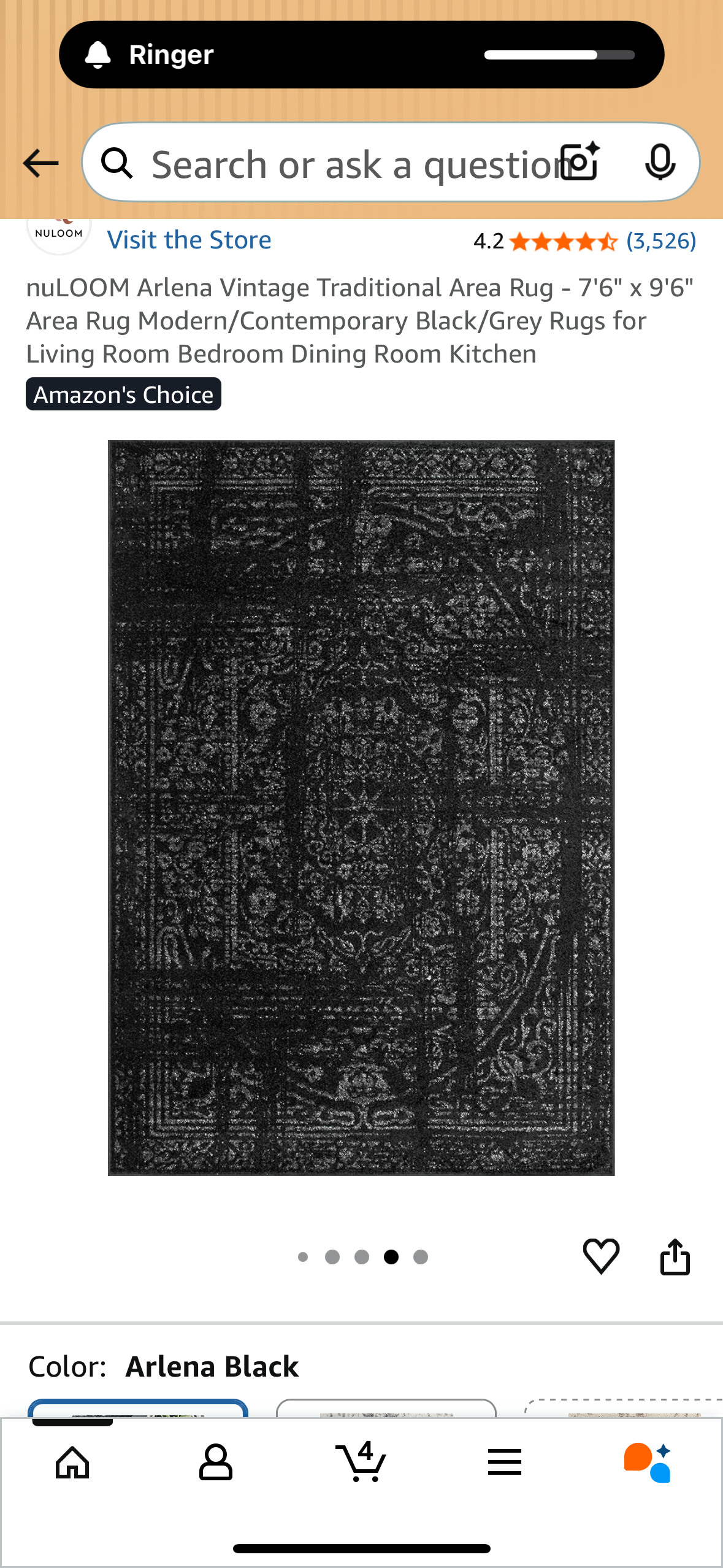 nuLOOM Arlena Vintage Traditional Area Rug - 7'6" x 9'6" Area Rug Modern/Contemporary Black/Grey Rugs for Living Room Bedroom Dining Room Kitchen (L1060)