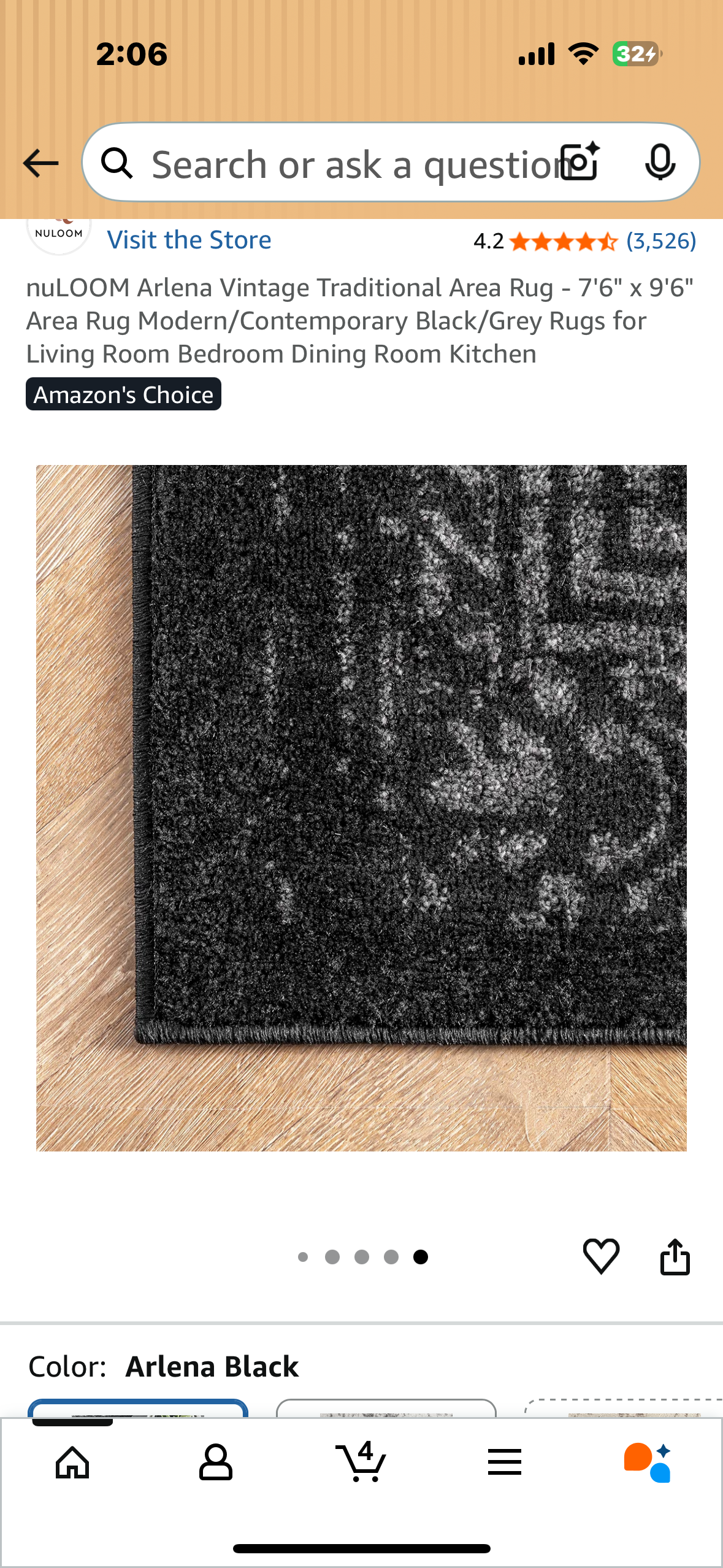 nuLOOM Arlena Vintage Traditional Area Rug - 7'6" x 9'6" Area Rug Modern/Contemporary Black/Grey Rugs for Living Room Bedroom Dining Room Kitchen (L1060)