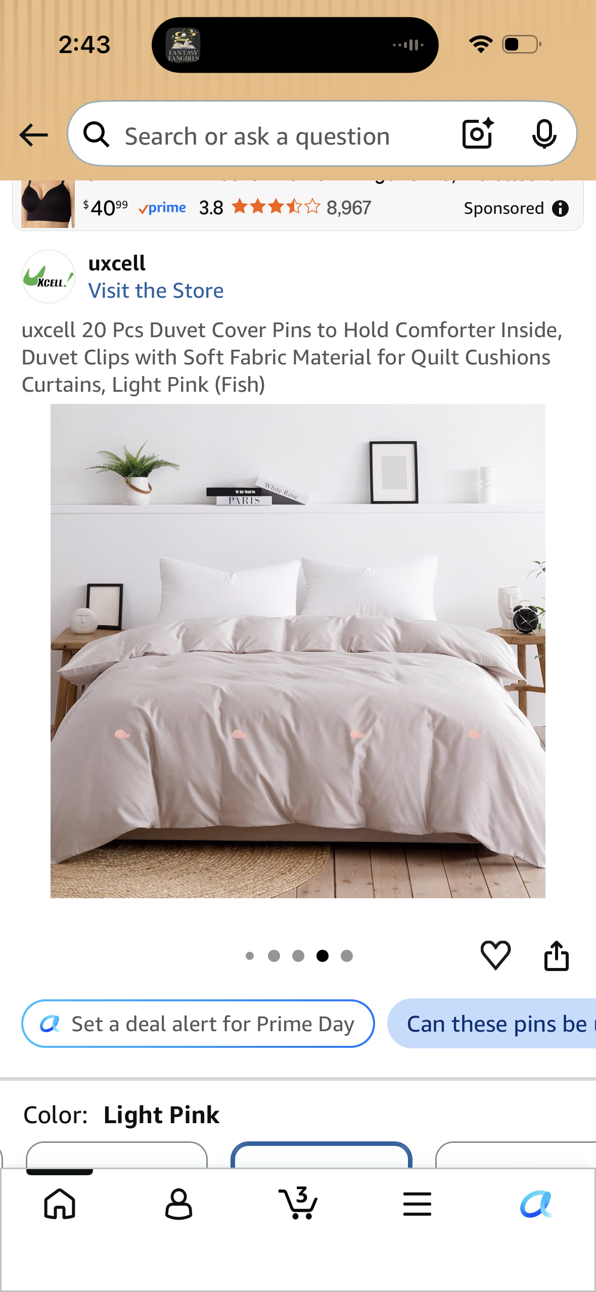 uxcell 20 Pcs Duvet Cover Pins to Hold Comforter Inside, Duvet Clips with Soft Fabric Material for Quilt Cushions Curtains, Light Pink (Fish)