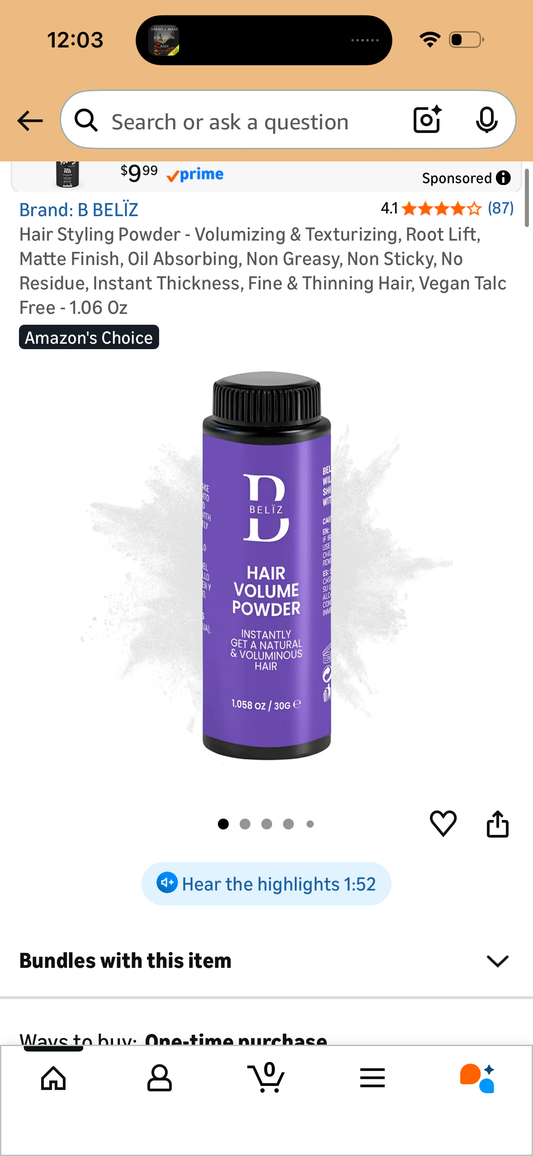 Hair Styling Powder - Volumizing & Texturizing, Root Lift, Matte Finish, Oil Absorbing, Non Greasy, Non Sticky, No Residue, Instant Thickness, Fine & Thinning Hair, Vegan Talc Free - 1.06 Oz