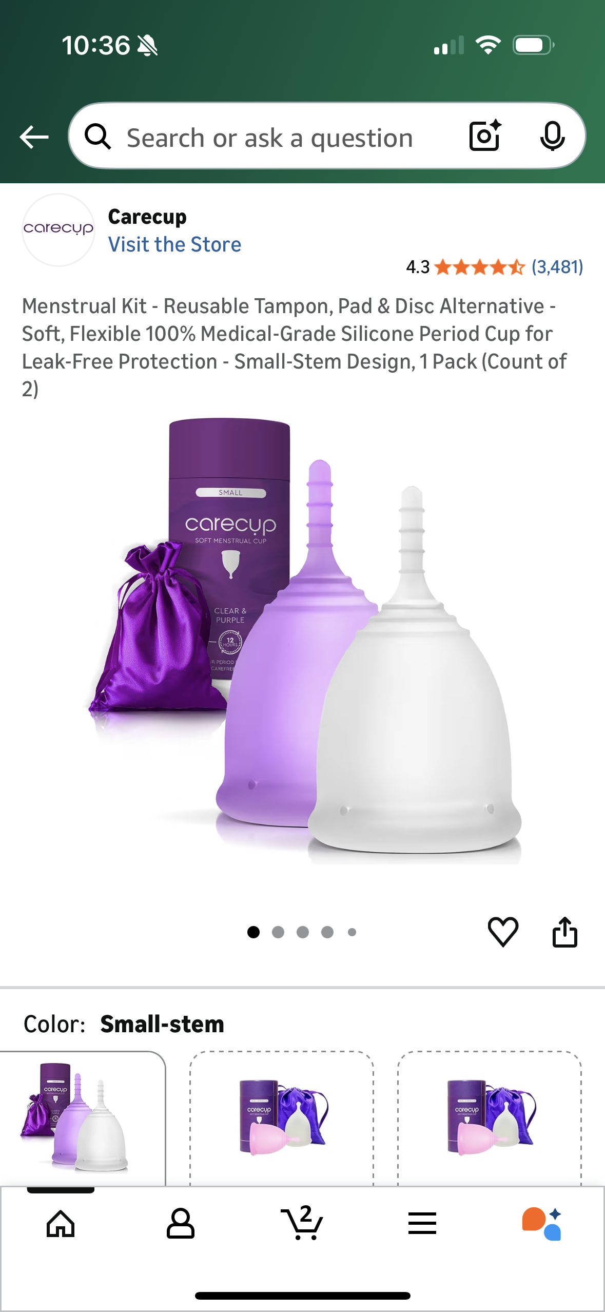 Menstrual Kit - Reusable Tampon, Pad & Disc Alternative - Soft, Flexible 100% Medical-Grade Silicone Period Cup for Leak-Free Protection - Small-Regular Design, 1 Pack (Count of 2)