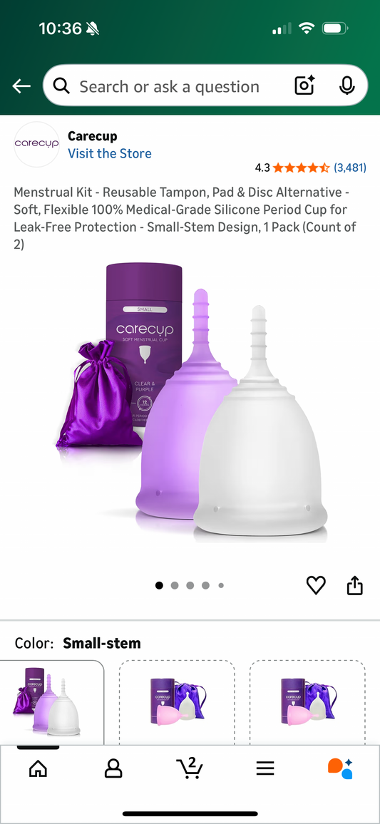 Menstrual Kit - Reusable Tampon, Pad & Disc Alternative - Soft, Flexible 100% Medical-Grade Silicone Period Cup for Leak-Free Protection - Small-Regular Design, 1 Pack (Count of 2)