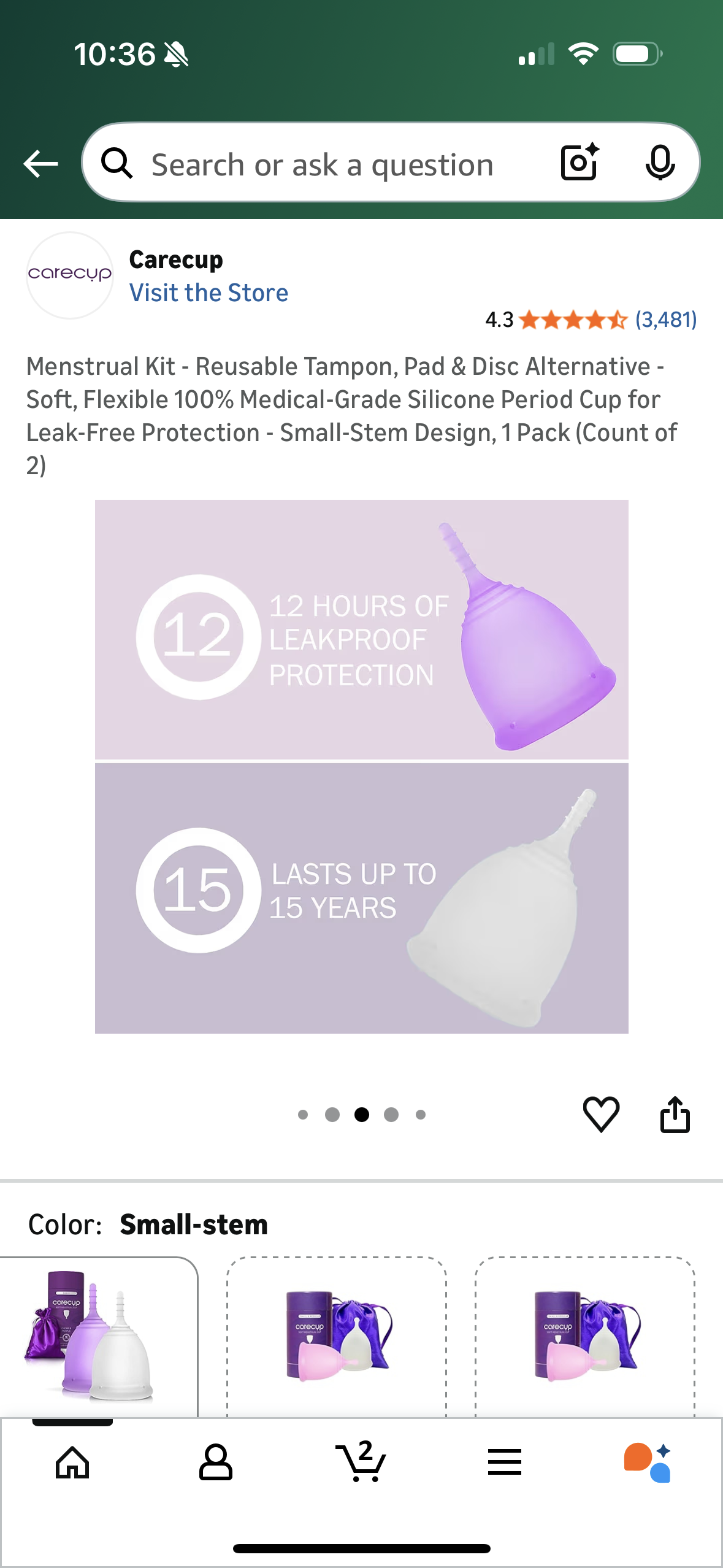 Menstrual Kit - Reusable Tampon, Pad & Disc Alternative - Soft, Flexible 100% Medical-Grade Silicone Period Cup for Leak-Free Protection - Small-Regular Design, 1 Pack (Count of 2)