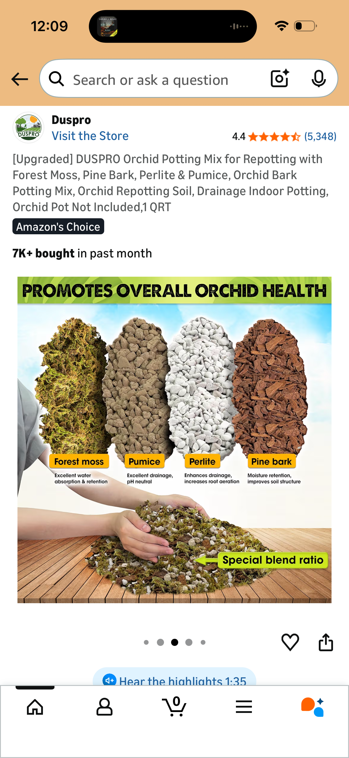 [Upgraded] DUSPRO Orchid Potting Mix for Repotting with Forest Moss, Pine Bark, Perlite & Pumice, Orchid Bark Potting Mix, Orchid Repotting Soil, Drainage Indoor Potting, Orchid Pot Not Included,1 QRT