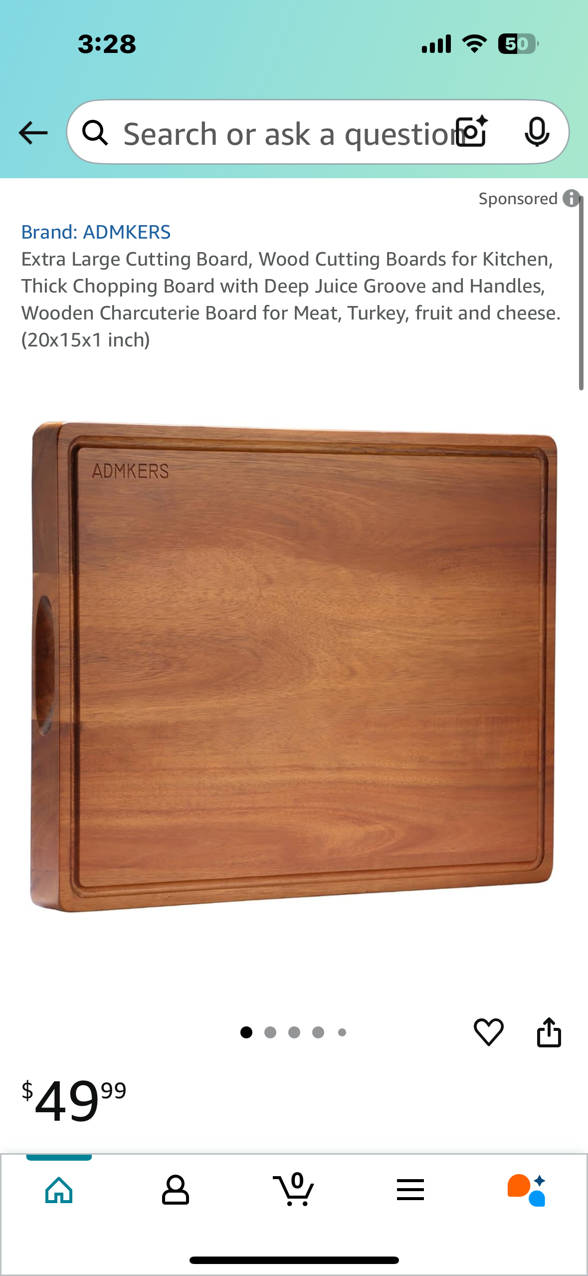 Extra Large Cutting Board, Wood Cutting Boards for Kitchen, Thick Chopping Board with Deep Juice Groove and Handles, Wooden Charcuterie Board for Meat, Turkey, fruit and cheese. (20x15x1 inch)