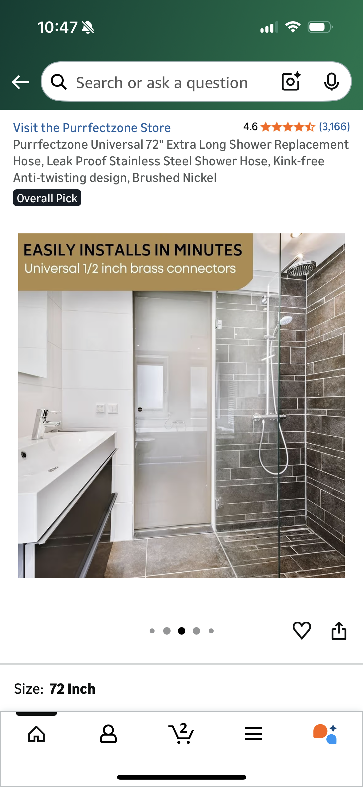 Purrfectzone Universal 72" Extra Long Shower Replacement Hose, Leak Proof Stainless Steel Shower Hose, Kink-free Anti-twisting design, Chrome