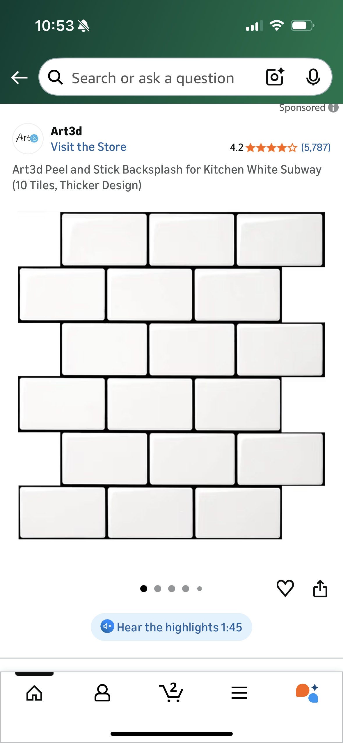 Art3d Peel and Stick Backsplash for Kitchen White Subway (10 Tiles, Thicker Design)
