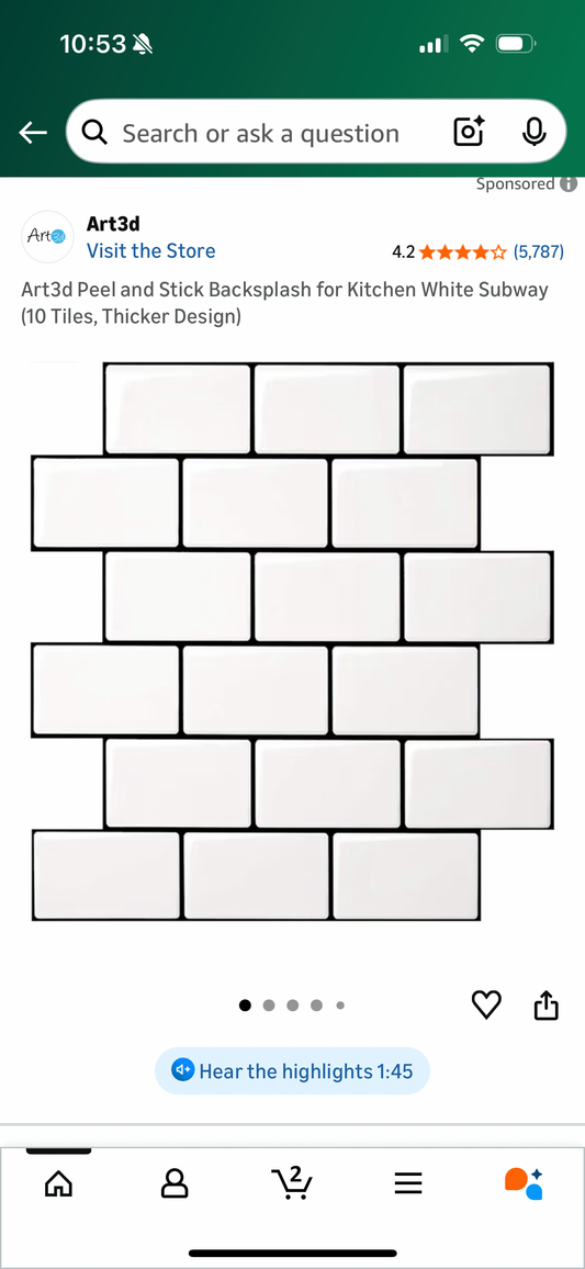 Art3d Peel and Stick Backsplash for Kitchen White Subway (10 Tiles, Thicker Design)