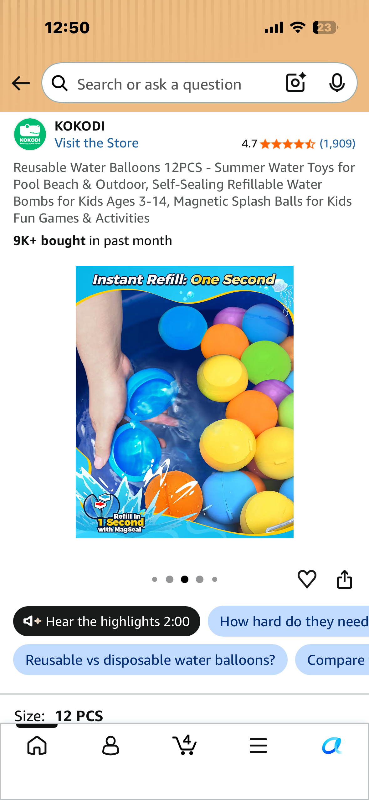 Reusable Water Balloons 12PCS - Summer Water Toys for Pool Beach & Outdoor, Self-Sealing Refillable Water Bombs for Kids Ages 3-14, Magnetic Splash Balls for Kids Fun Games & Activities