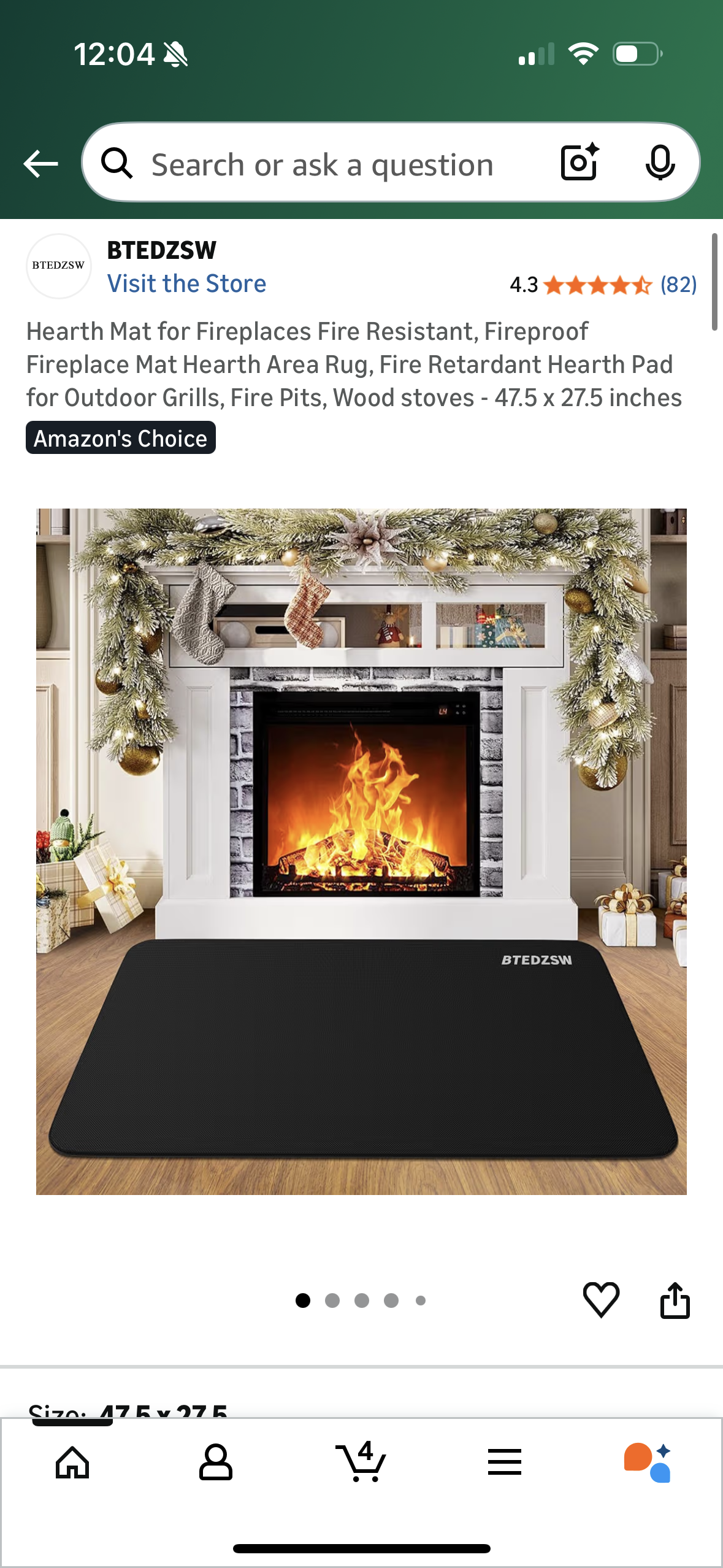 Hearth Mat for Fireplaces Fire Resistant, Fireproof Fireplace Mat Hearth Area Rug, Fire Retardant Hearth Pad for Outdoor Grills, Fire Pits, Wood stoves - 47.5 x 27.5 inches