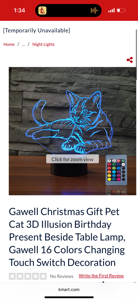 Gawell Christmas Gift Pet Cat 3D Illusion Birthday Present Beside Table Lamp, 16 Colors Changing Touch Switch Decoration Night Lamp with Remote Control Cat Lover Theme Toy