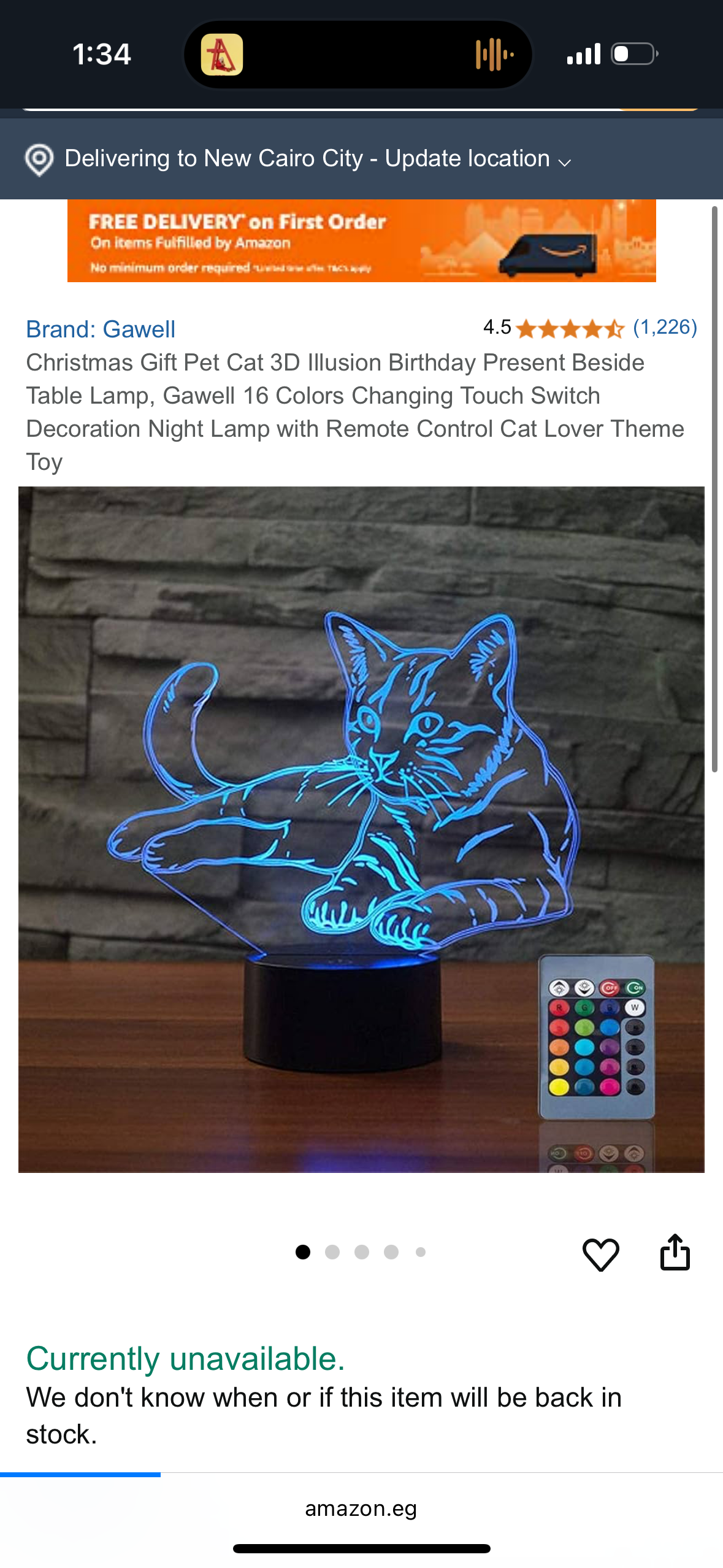 Gawell Christmas Gift Pet Cat 3D Illusion Birthday Present Beside Table Lamp, 16 Colors Changing Touch Switch Decoration Night Lamp with Remote Control Cat Lover Theme Toy