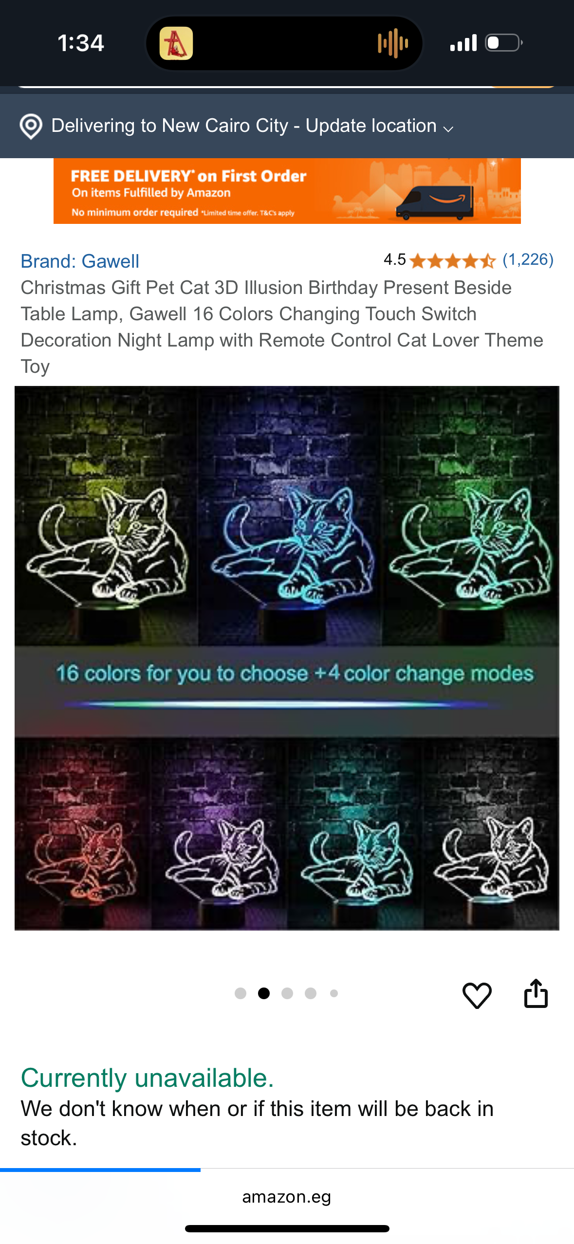 Gawell Christmas Gift Pet Cat 3D Illusion Birthday Present Beside Table Lamp, 16 Colors Changing Touch Switch Decoration Night Lamp with Remote Control Cat Lover Theme Toy