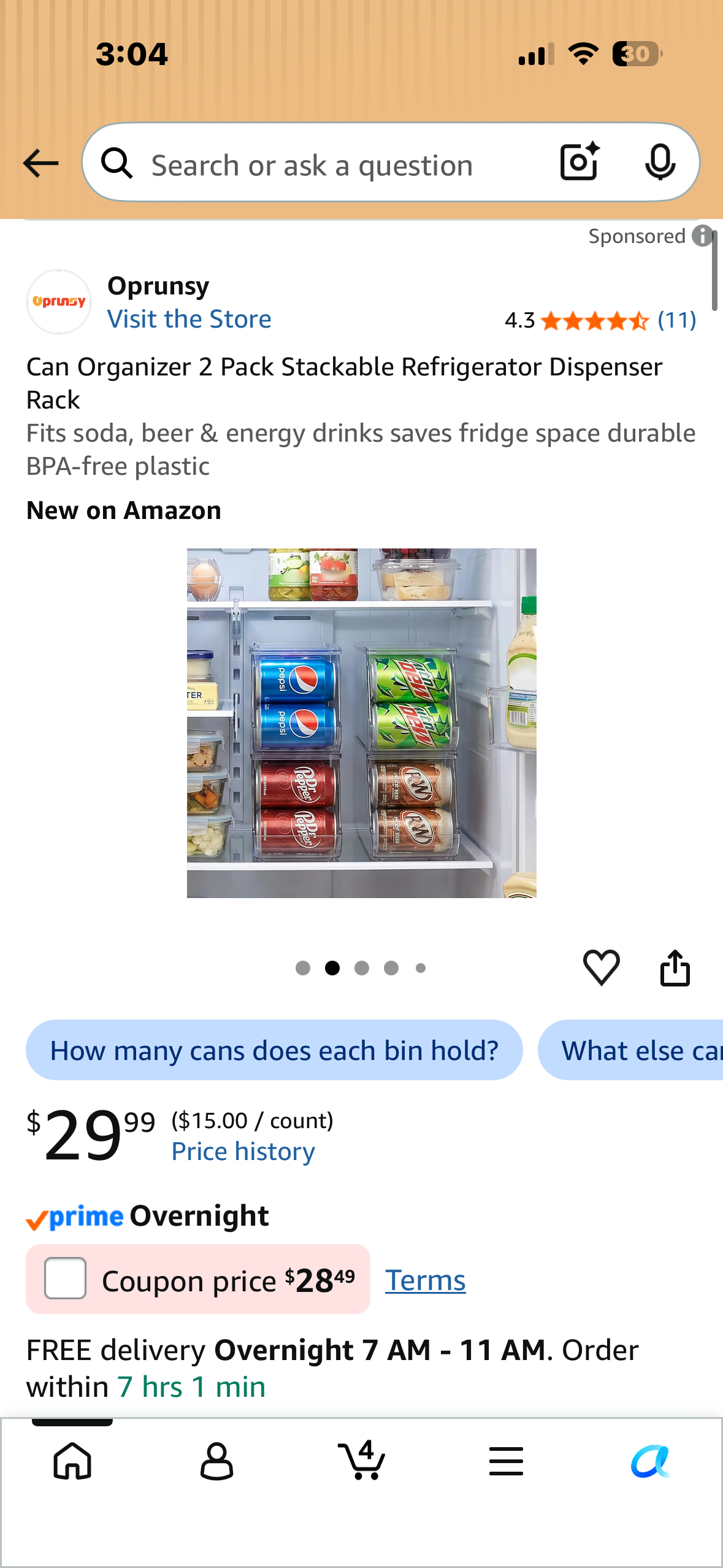 2 Pack Stackable Can Organizers, Refrigerator Dispenser Rack Fits soda, beer & energy drinks, saves fridge space, durable BPA-free plastic