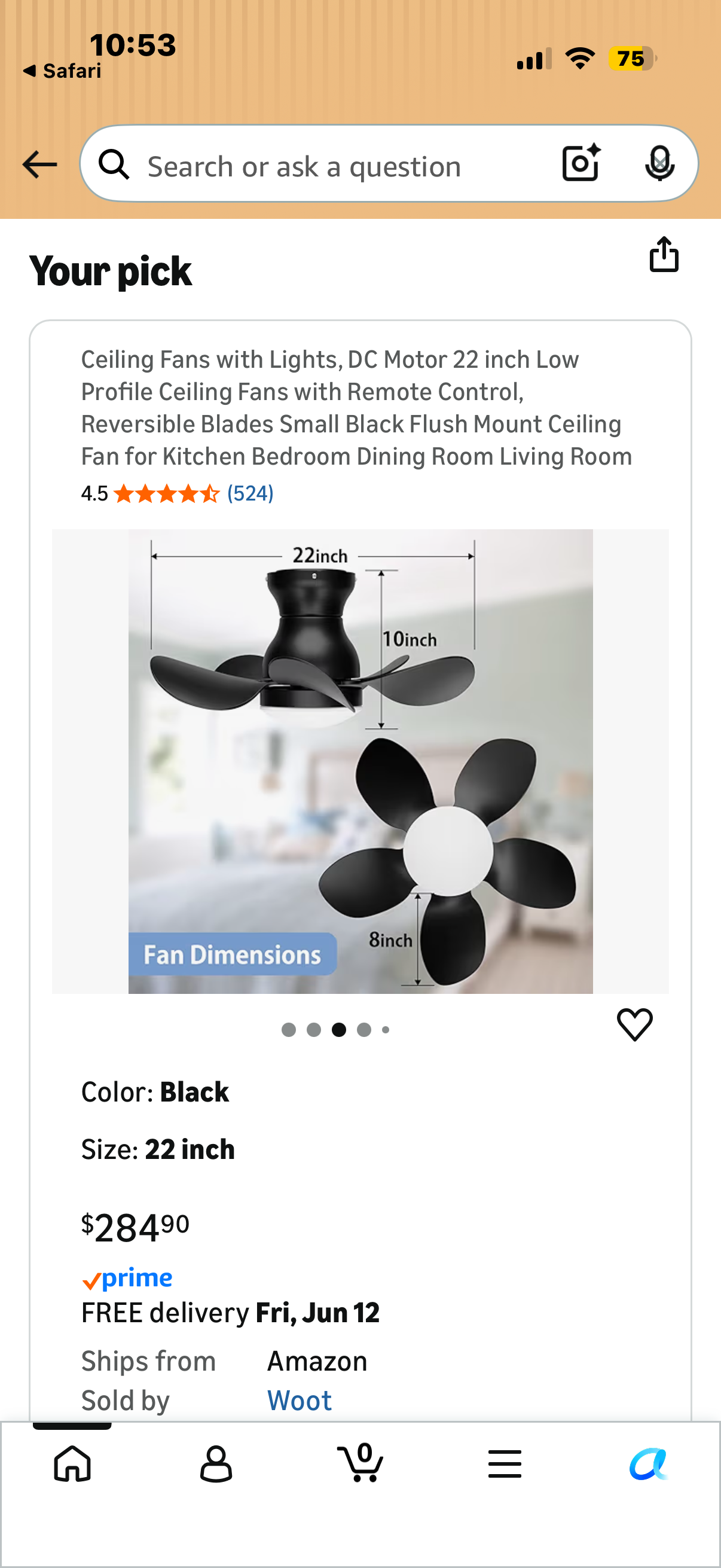 Regair Ceiling Fans with Lights, DC Motor 22 inch Flush Mount Ceiling Fans with Lights and Remote Control, Reversible Blades Small White Quiet low profile Ceiling Fan