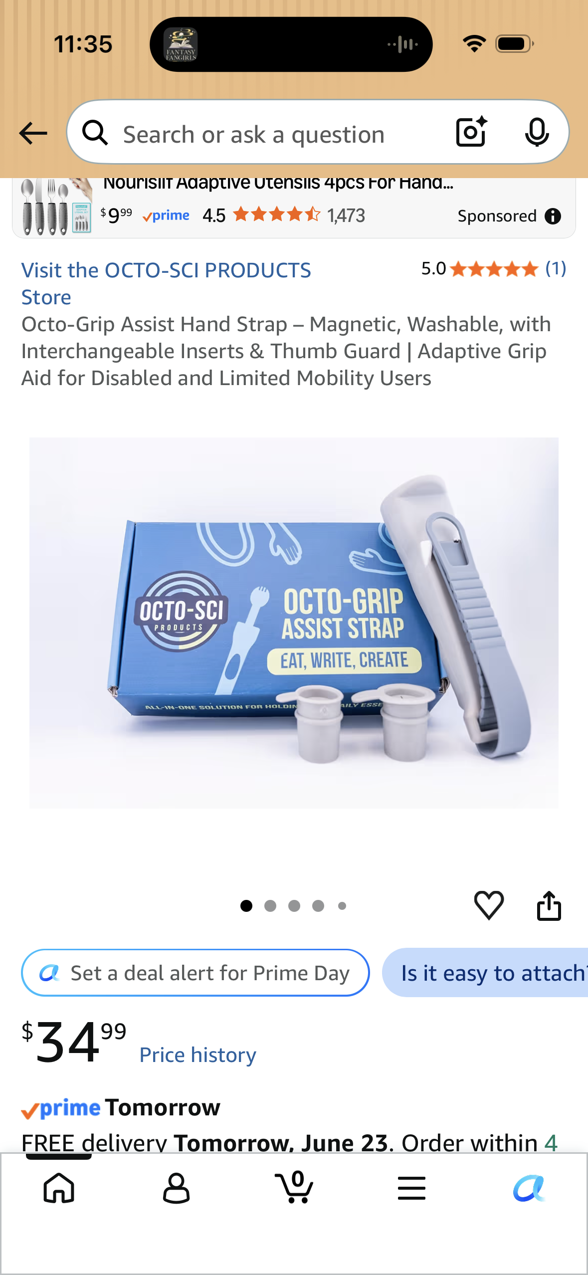 Octo-Grip Assist Hand Strap – Magnetic, Washable, with Interchangeable Inserts & Thumb Guard | Adaptive Grip Aid for Disabled and Limited Mobility Users