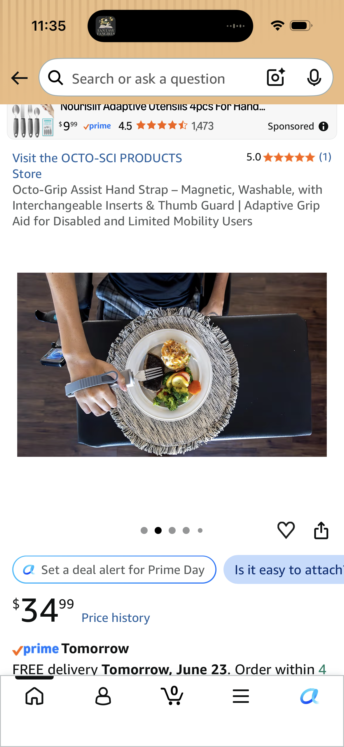 Octo-Grip Assist Hand Strap – Magnetic, Washable, with Interchangeable Inserts & Thumb Guard | Adaptive Grip Aid for Disabled and Limited Mobility Users