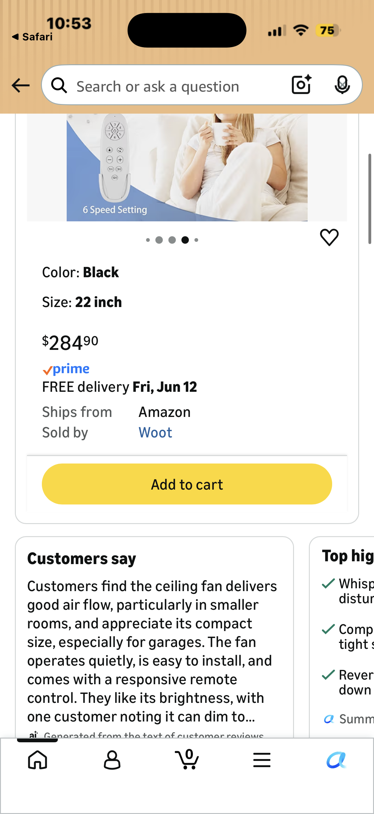 Regair Ceiling Fans with Lights, DC Motor 22 inch Flush Mount Ceiling Fans with Lights and Remote Control, Reversible Blades Small White Quiet low profile Ceiling Fan