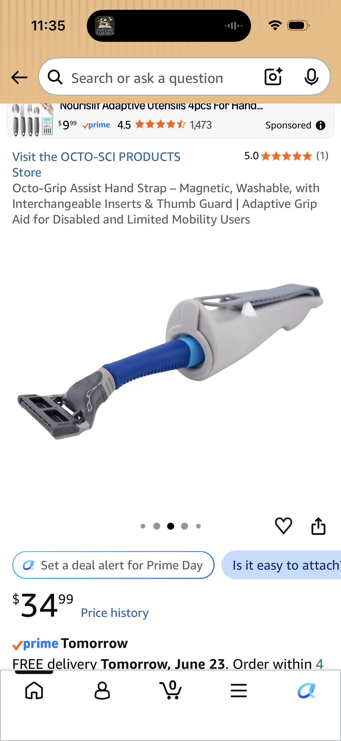 Octo-Grip Assist Hand Strap – Magnetic, Washable, with Interchangeable Inserts & Thumb Guard | Adaptive Grip Aid for Disabled and Limited Mobility Users