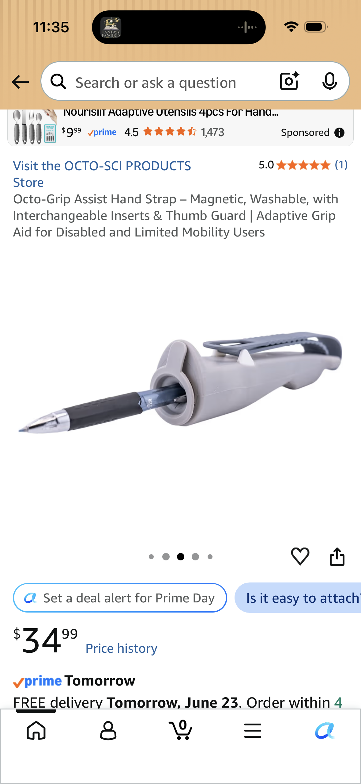 Octo-Grip Assist Hand Strap – Magnetic, Washable, with Interchangeable Inserts & Thumb Guard | Adaptive Grip Aid for Disabled and Limited Mobility Users