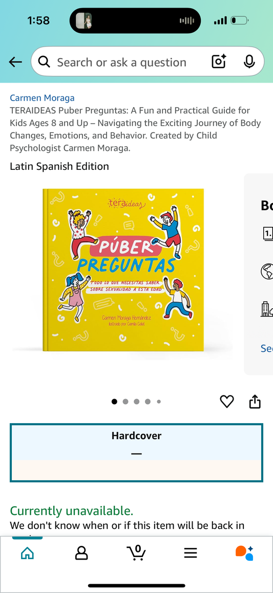 TERAIDEAS Puber Preguntas: A Fun and Practical Guide for Kids Ages 8 and Up – Navigating the Exciting Journey of Body Changes, Emotions, and Behavior. Created by Child Psychologist Carmen Moraga