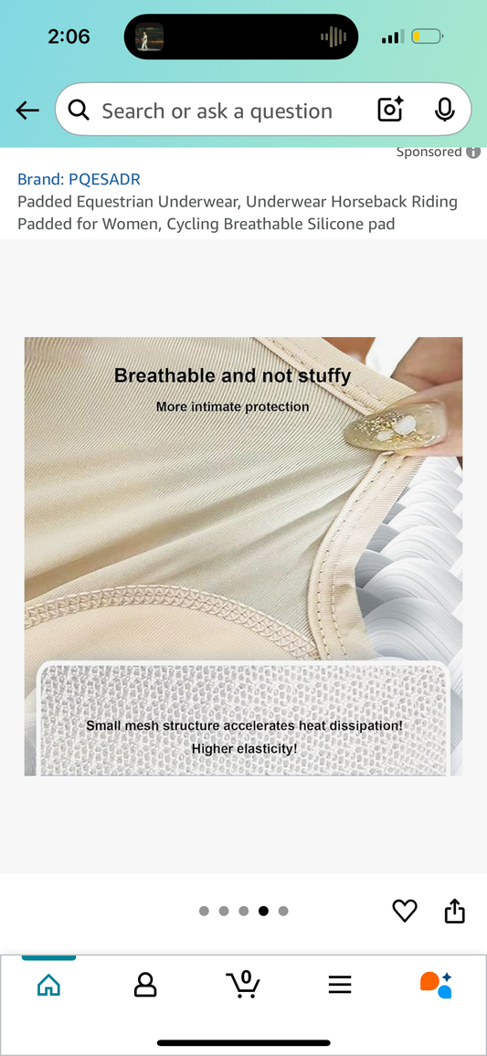 Padded Equestrian Underwear, Underwear Horseback Riding Padded for Women, Cycling Breathable Silicone pad