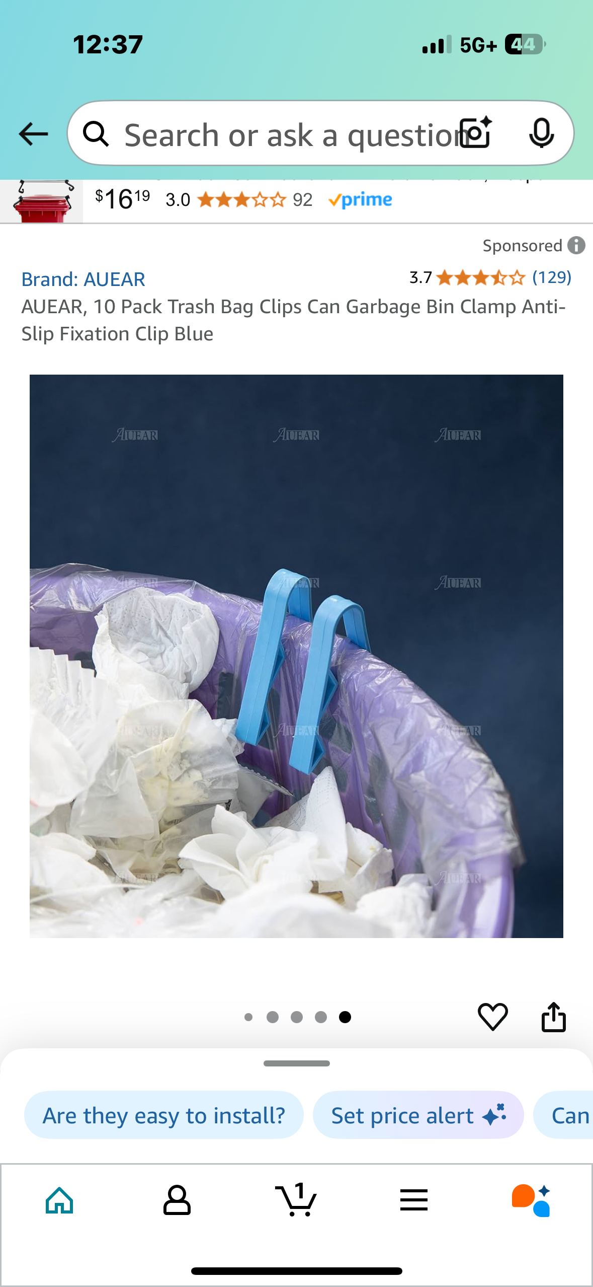 AUEAR, 10 Pack Trash Bag Clips Can Garbage Bin Clamp Anti-Slip Fixation Clip Blue