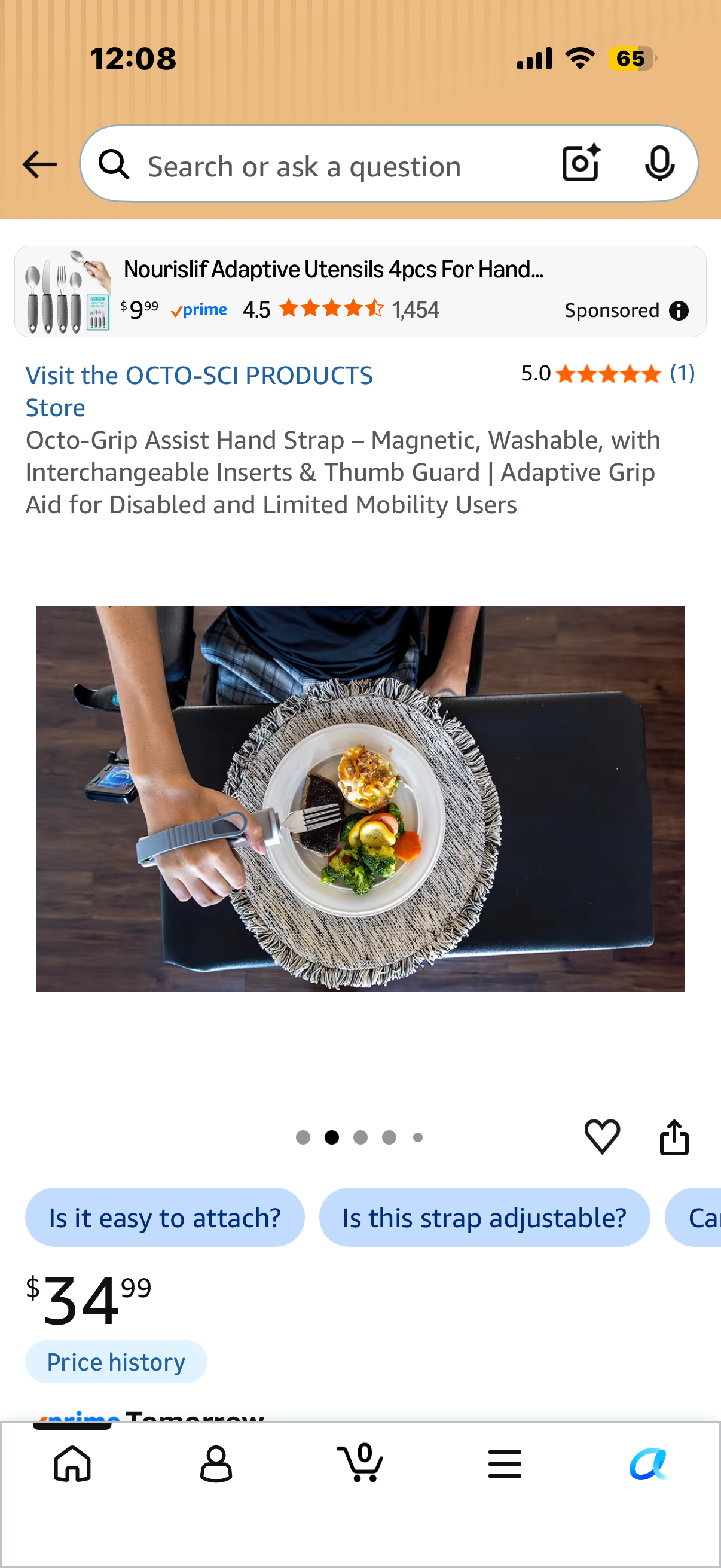 Octo-Grip Assist Hand Strap – Magnetic, Washable, with Interchangeable Inserts & Thumb Guard | Adaptive Grip Aid for Disabled and Limited Mobility Users