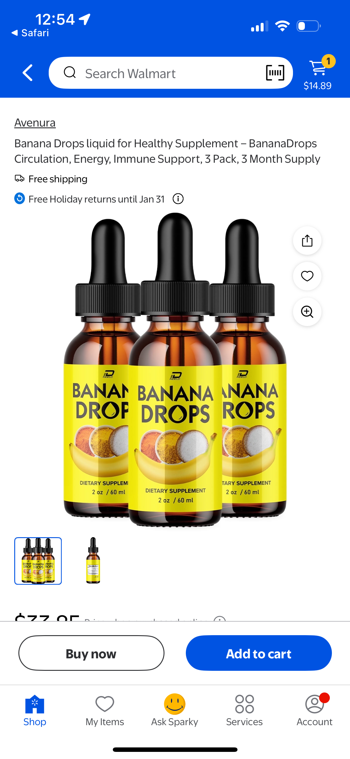 Banana Drops liquid for Healthy Supplement – BananaDrops Circulation, Energy, Immune Support, 3 Pack, 3 Month Supply