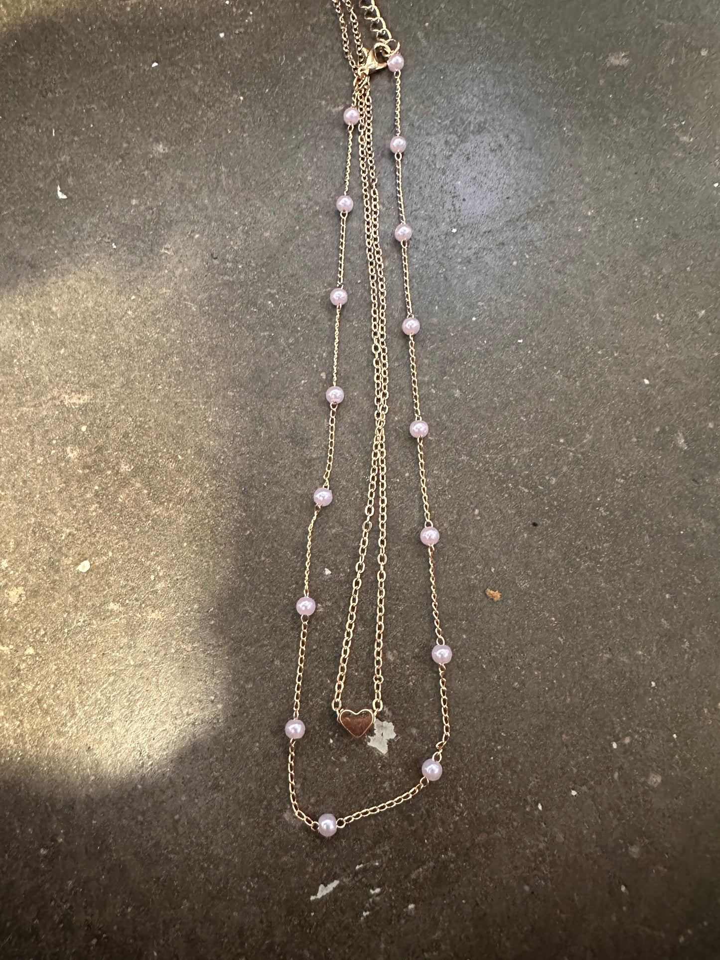 Gold Pearl Necklace for Women, Dainty 14K GoldLayered Pearl Choker and Gold Heart