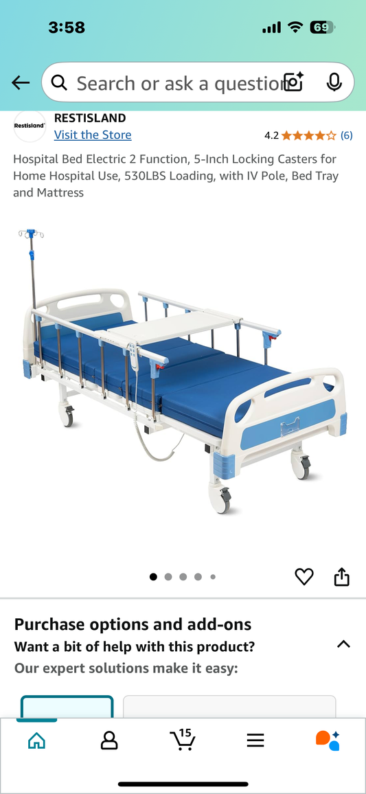 New - Hospital Bed Electric for Home Recovery Use, 530LBS Capacity, with IV Pole, Bed Tray and Mattress (B838)