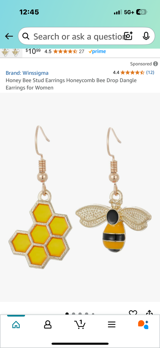 Honey Bee Stud Earrings Honeycomb Bee Drop Dangle Earrings for Women