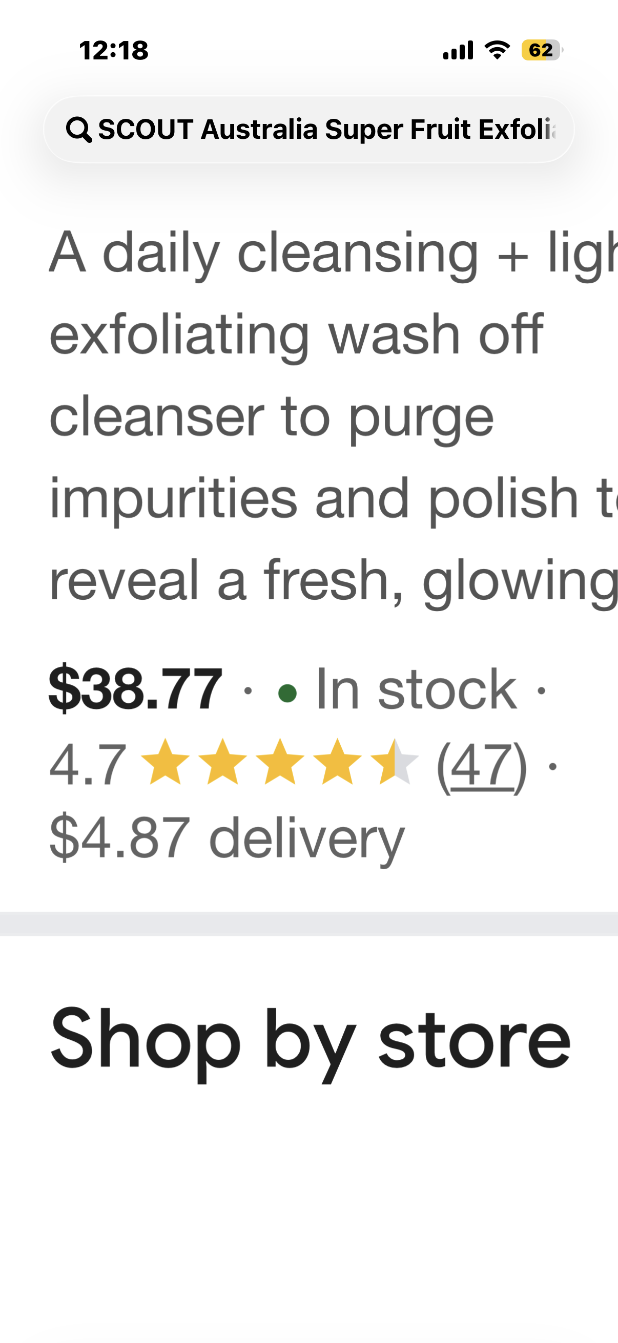 SCOUT Australia Super Fruit Exfoliating Wash-Off Face Cleanser With Blueberries, Grape Skin And Acai