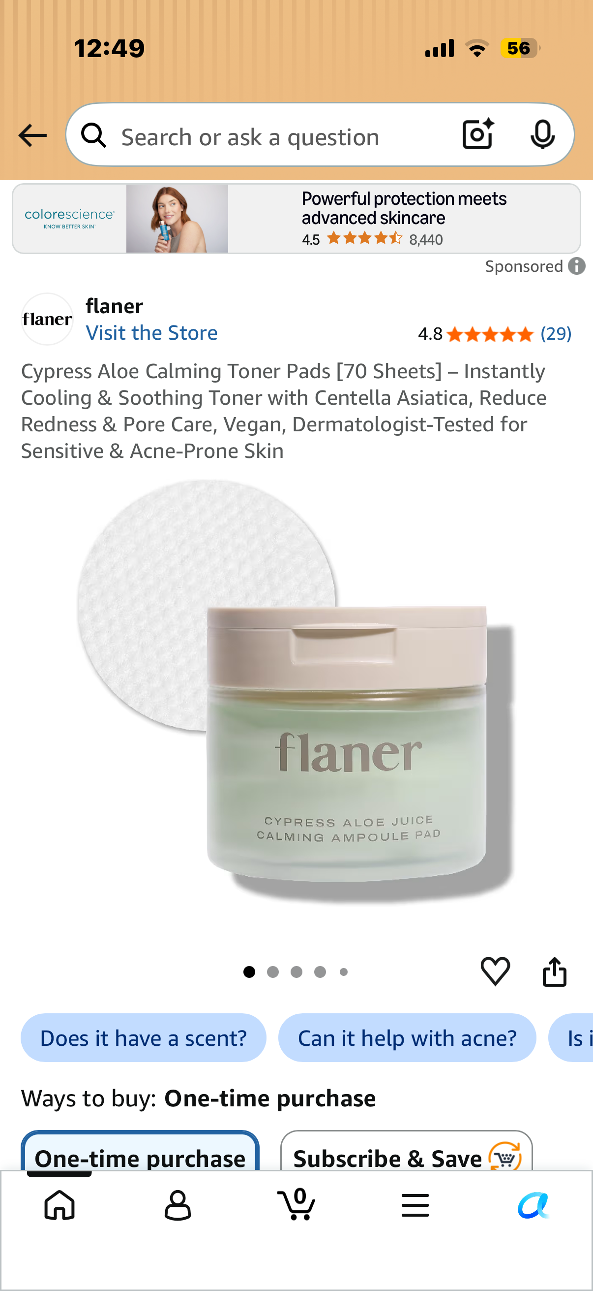 Cypress Aloe Calming Toner Pads [70 Sheets] – Instantly Cooling & Soothing Toner with Centella Asiatica, Reduce Redness & Pore Care, Vegan, Dermatologist-Tested for Sensitive & Acne-Prone Skin