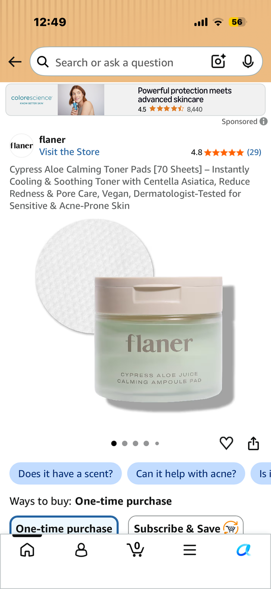 Cypress Aloe Calming Toner Pads [70 Sheets] – Instantly Cooling & Soothing Toner with Centella Asiatica, Reduce Redness & Pore Care, Vegan, Dermatologist-Tested for Sensitive & Acne-Prone Skin