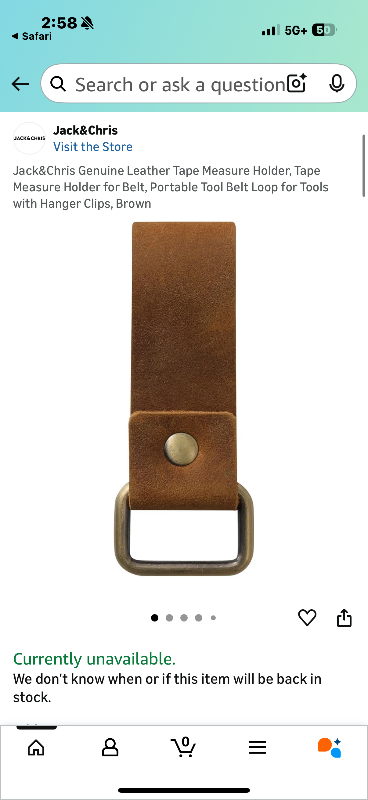 Jack&Chris Genuine Leather Tape Measure Holder, Tape Measure Holder for Belt, Portable Tool Belt Loop for Tools with Hanger Clips, Brown