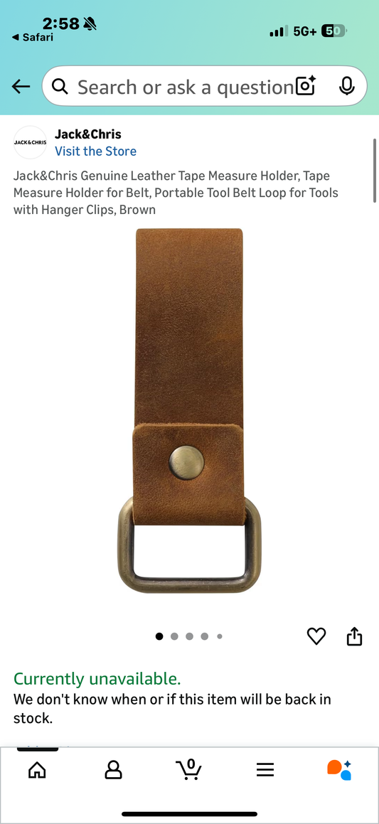 Jack&Chris Genuine Leather Tape Measure Holder, Tape Measure Holder for Belt, Portable Tool Belt Loop for Tools with Hanger Clips, Brown